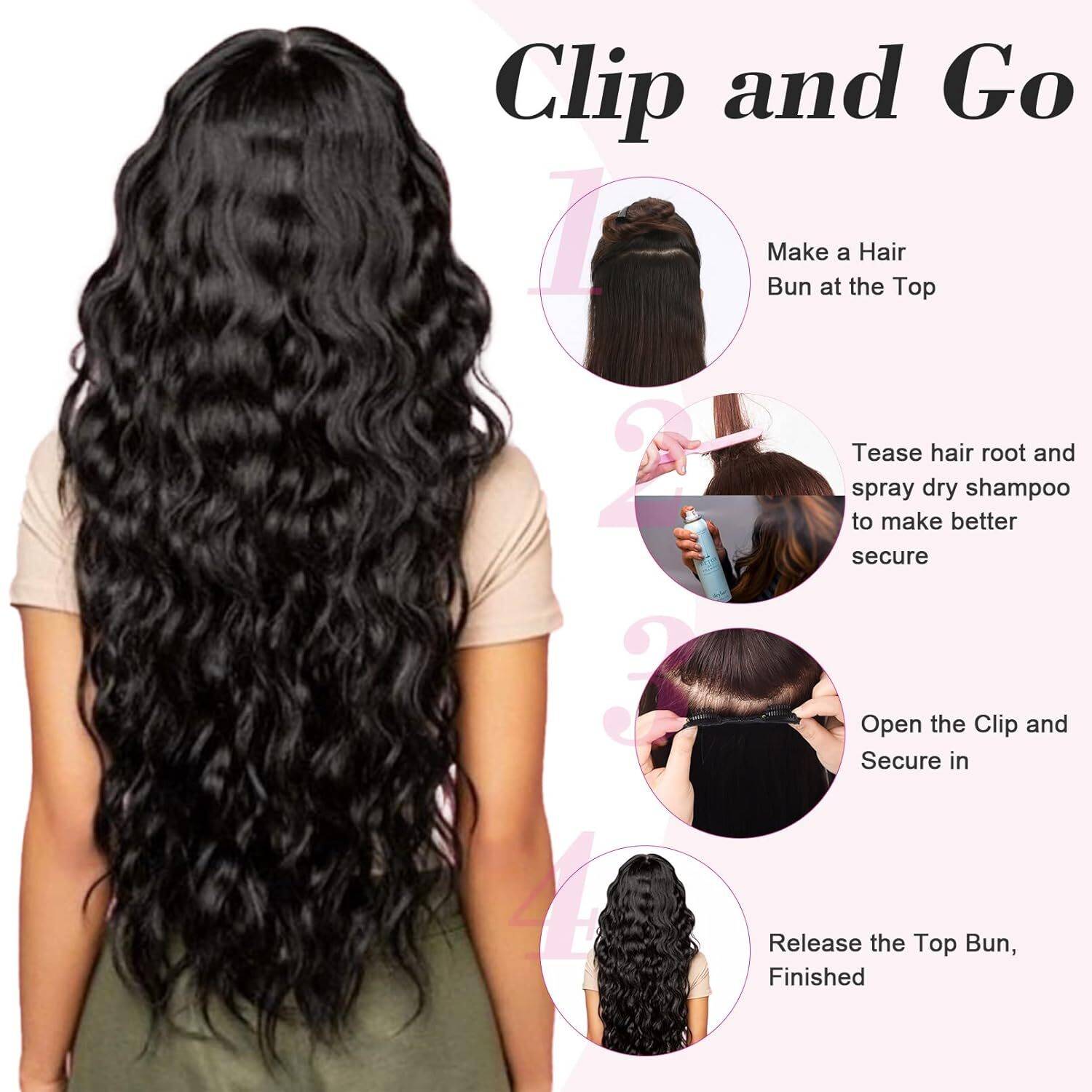 DELUXE Black Clip in Wavy Extension Hair Extension Price in India