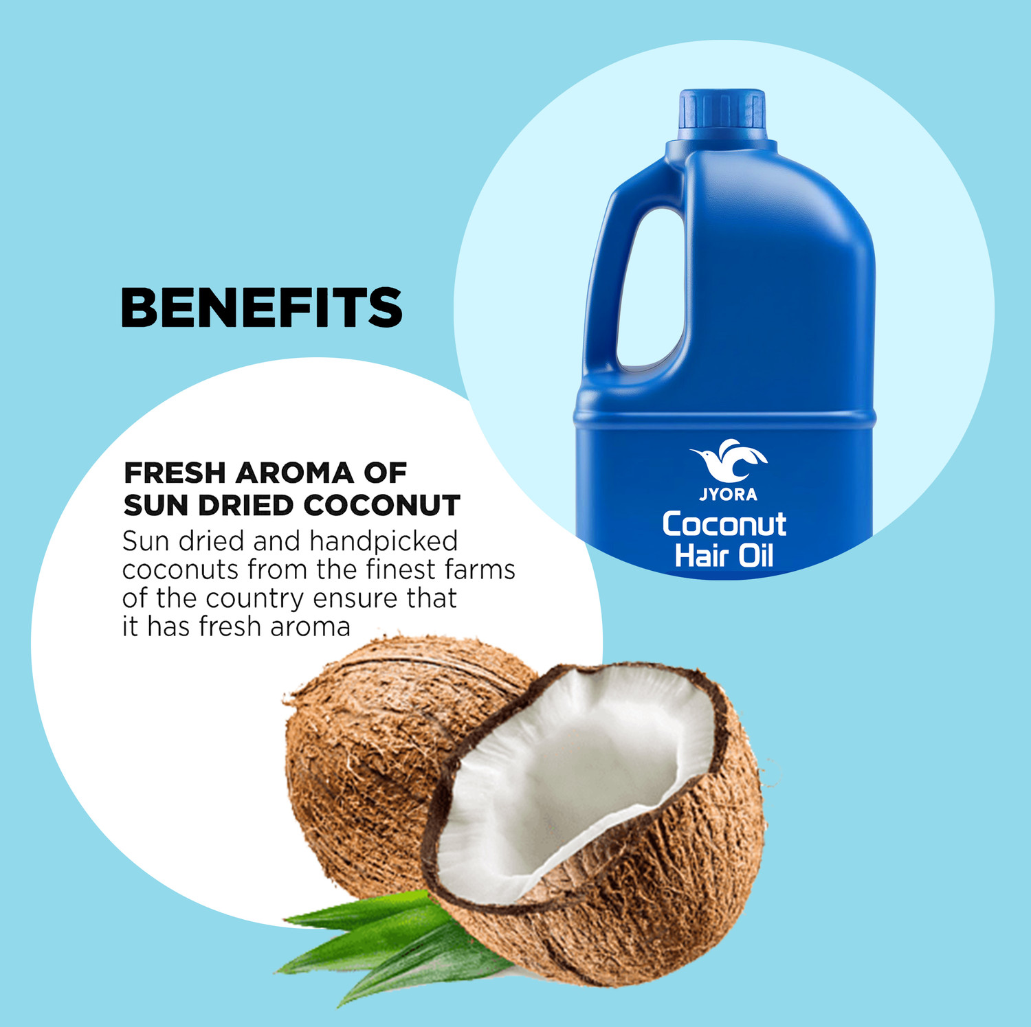 Image of JYORA Coconut Hair Oil Hair Growth, Hair Fall Control & Anti Dandruff | Pure Coconut Hair Oil