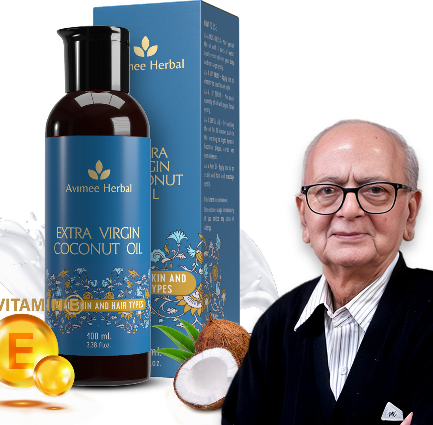 Image of Avimee Herbal Extra Virgin Coconut Oil, With Vitamin E, For Hair Growth Hair Oil