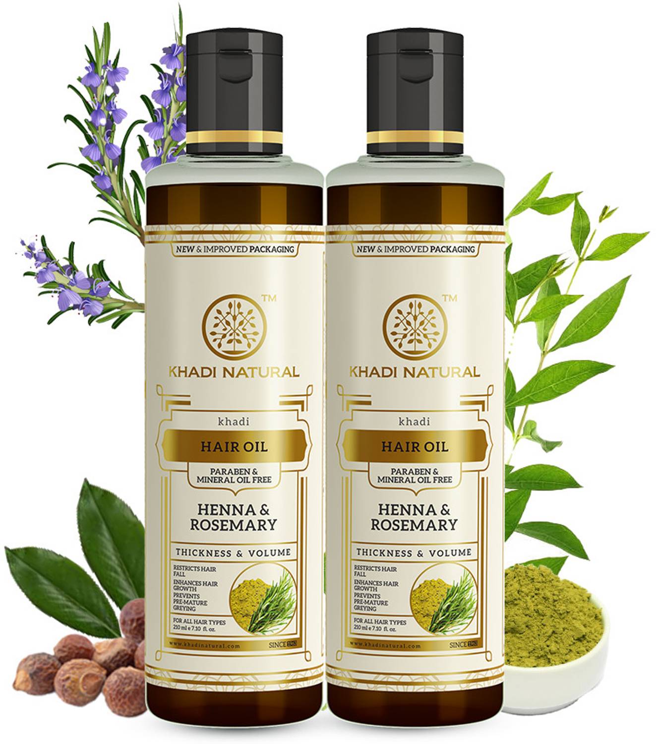 KHADI NATURAL Henna & Rosemary Hair Oil for Strong Healthy Hair Pack of 2 Hair Oil