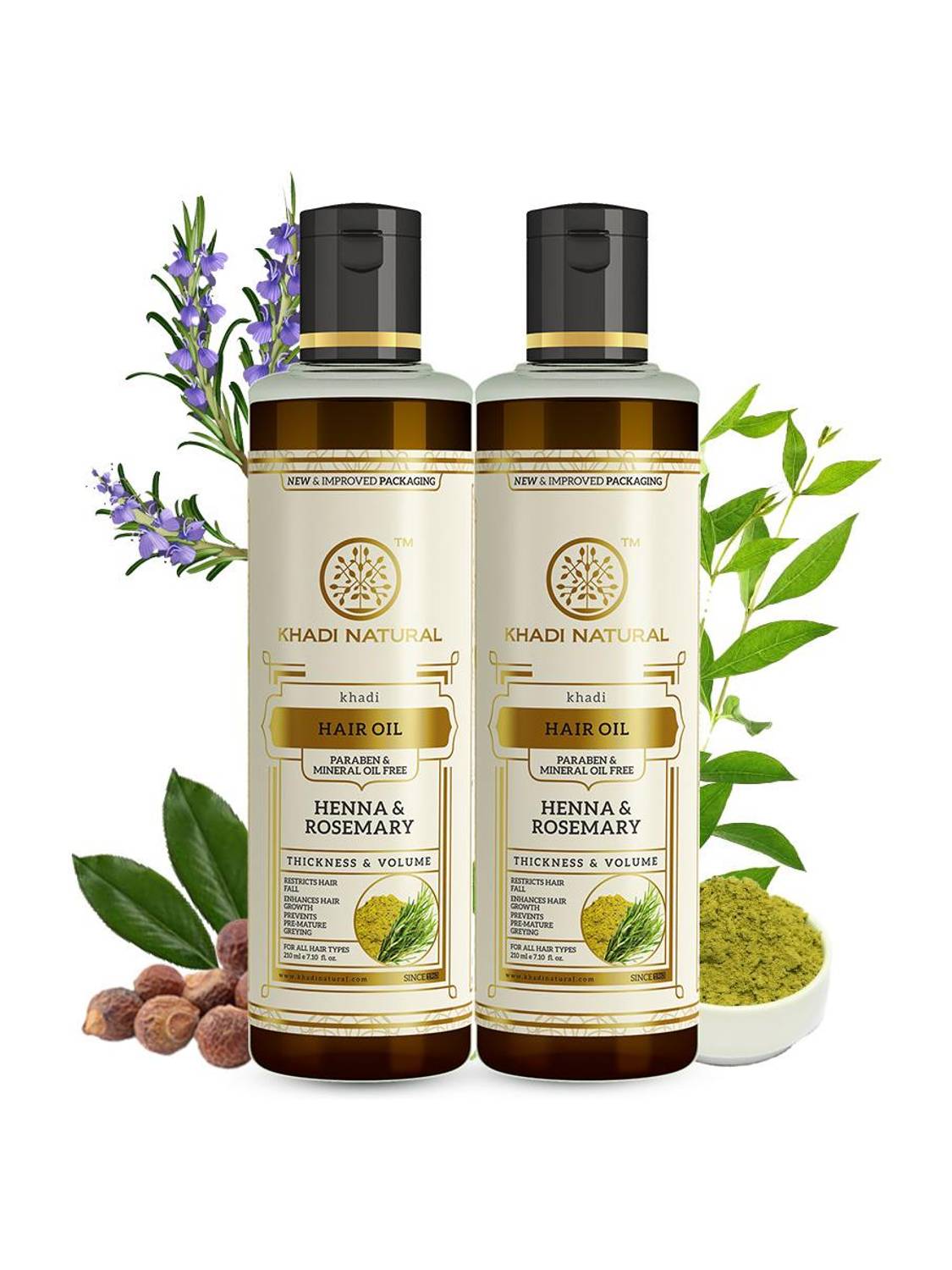 KHADI NATURAL Henna & Rosemary Hair Oil for Strong Healthy Hair Pack of 2 Hair Oil