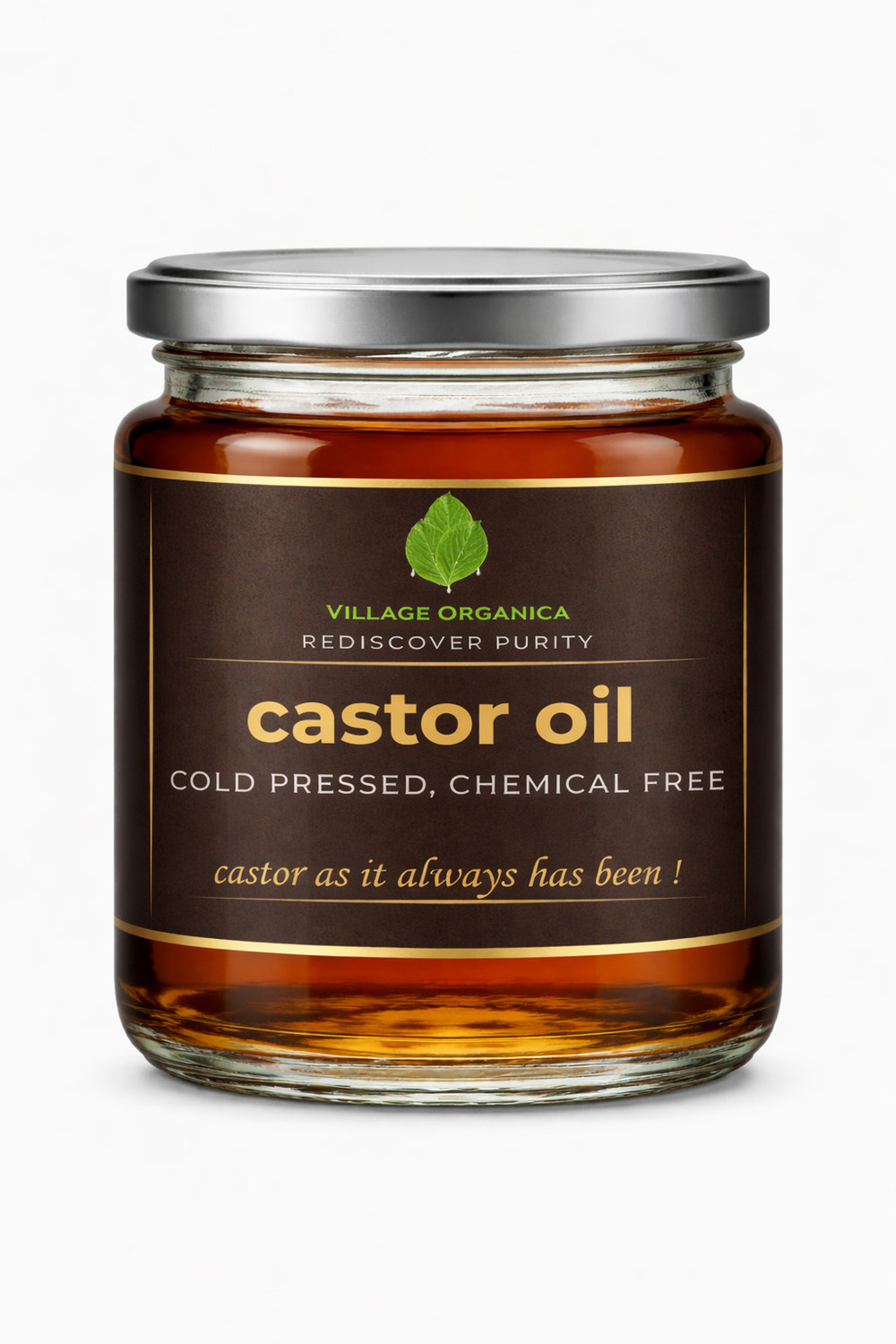 Image of Village Organica Cold Pressed Castor Oil | 100% Pure, Natural & Unadulterated | For Hair treatment & Hair Growth | For Skin | Moisturiser for Dry Skin | For Eyelashes and Eyebrows | Hair Oil