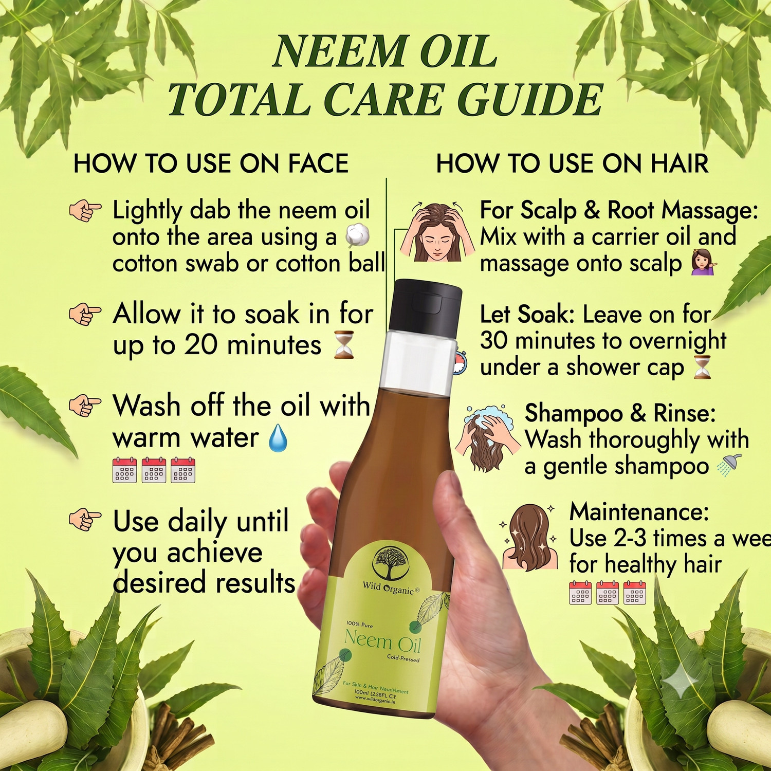Image of WILD ORGANIC Cold Pressed Neem Hair & Skin Oil Hair Oil