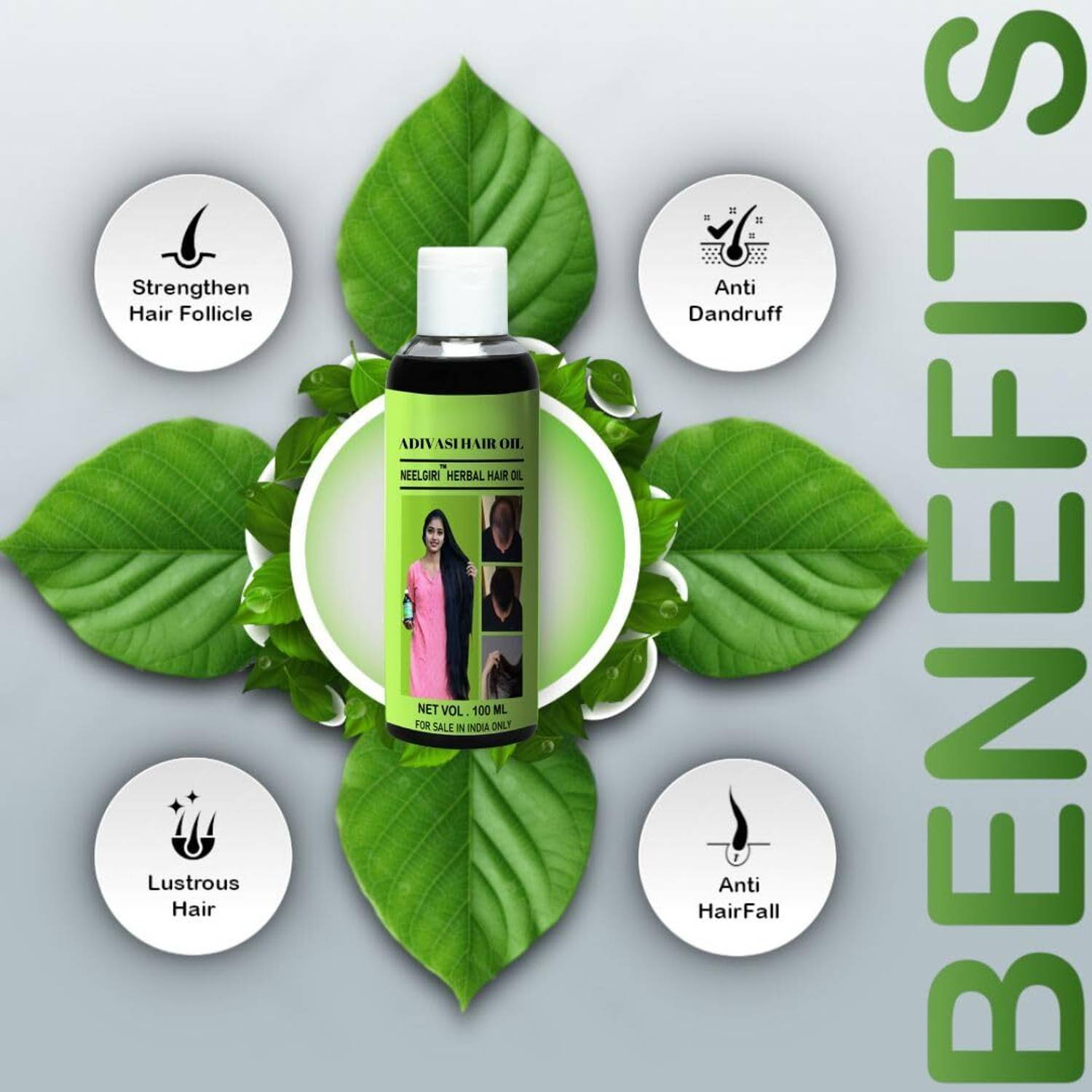 Adivasi Herbal Hair Oil - Non-Sticky,Overnight Cooling Formula | From Nilgiri Forests Hair Oil