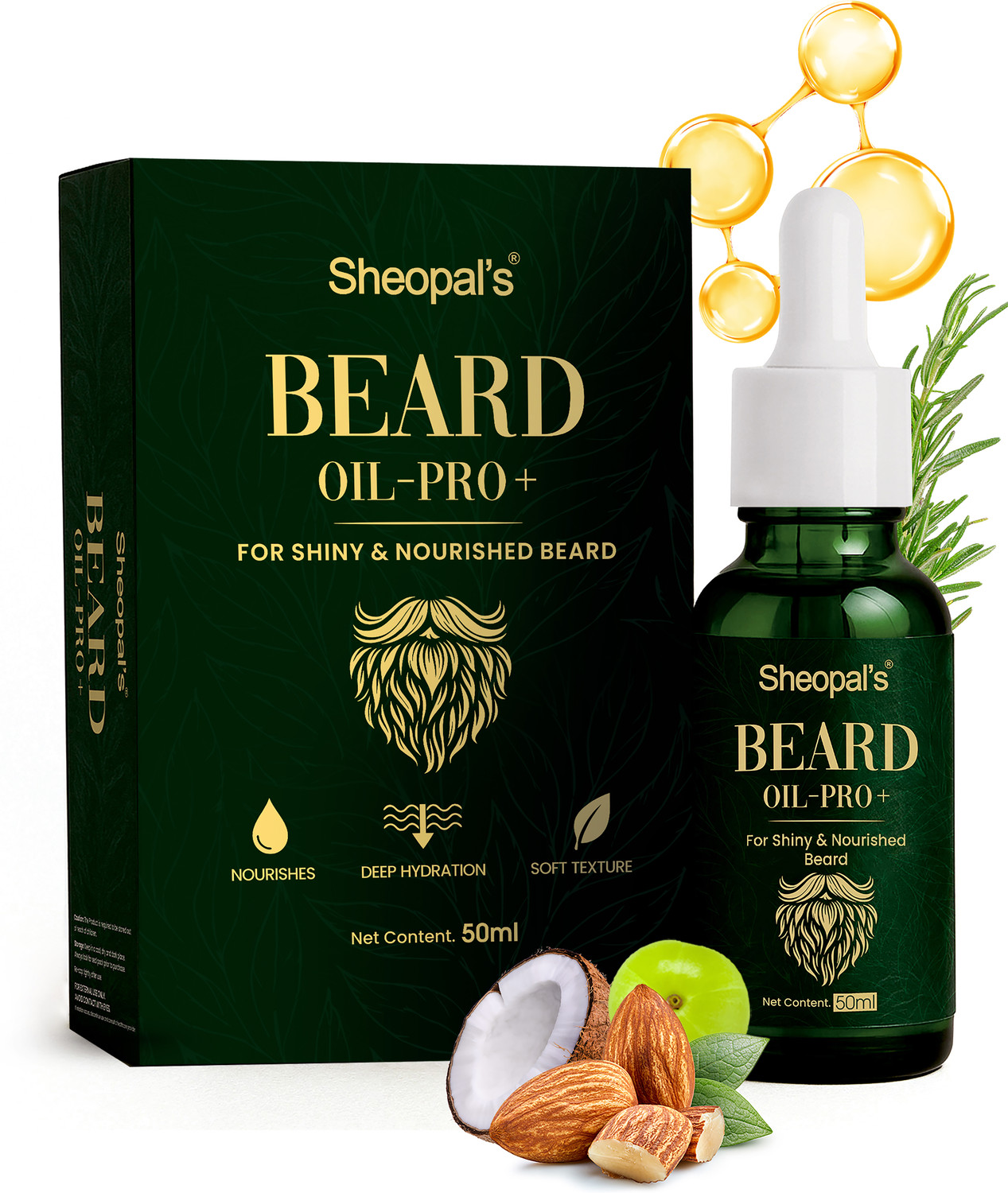 Image of Sheopals Beard Growth Oil Pro+ for More Beard Growth with Jojoba Oil, Coconut Oil Hair Oil