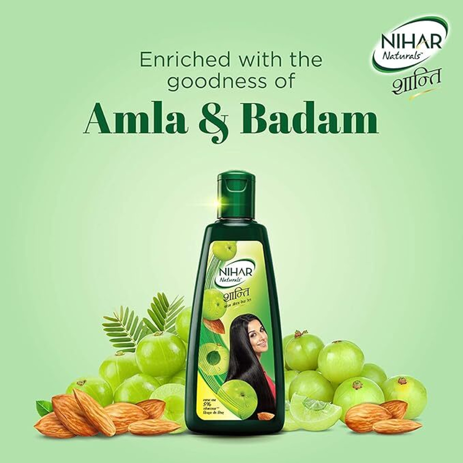 Image of Nihar Naturals Shanti Amla and Badam Hair Oil, For Black, Silky and Stronger Hair, 500 ml x 3 Hair Oil