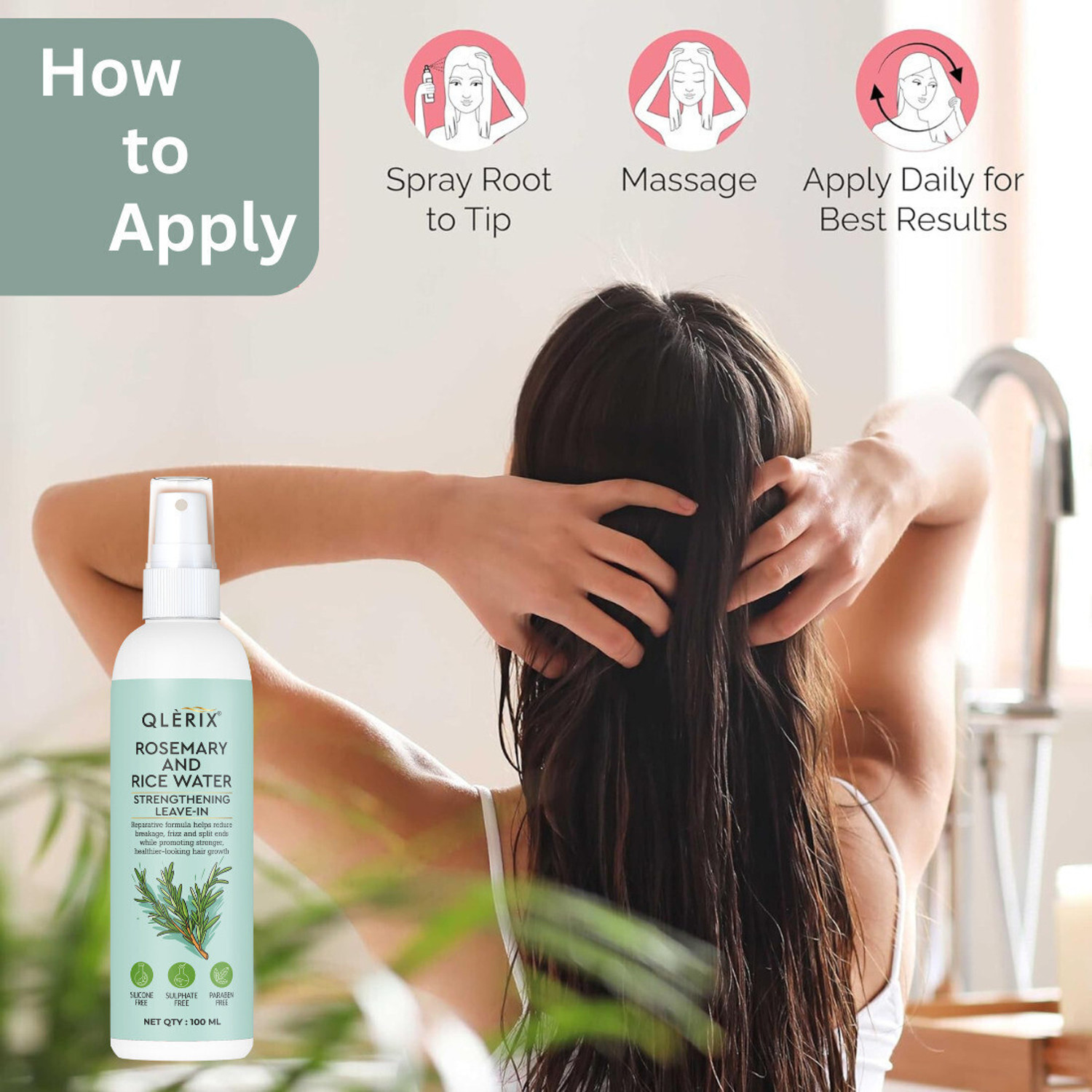 Image of QLERIX Rice water Spray Mist for Hair Regrowth for Men and Women Hair Oil