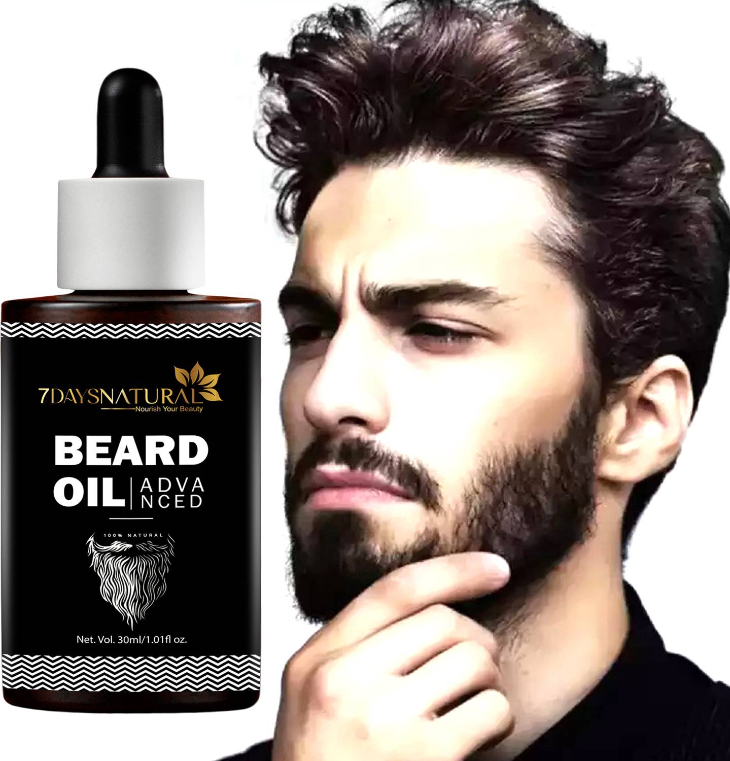 7days natural Beard oil for men Beard Growth- Healthier Beard and Hair - Softens, Strengthens Hair Oil