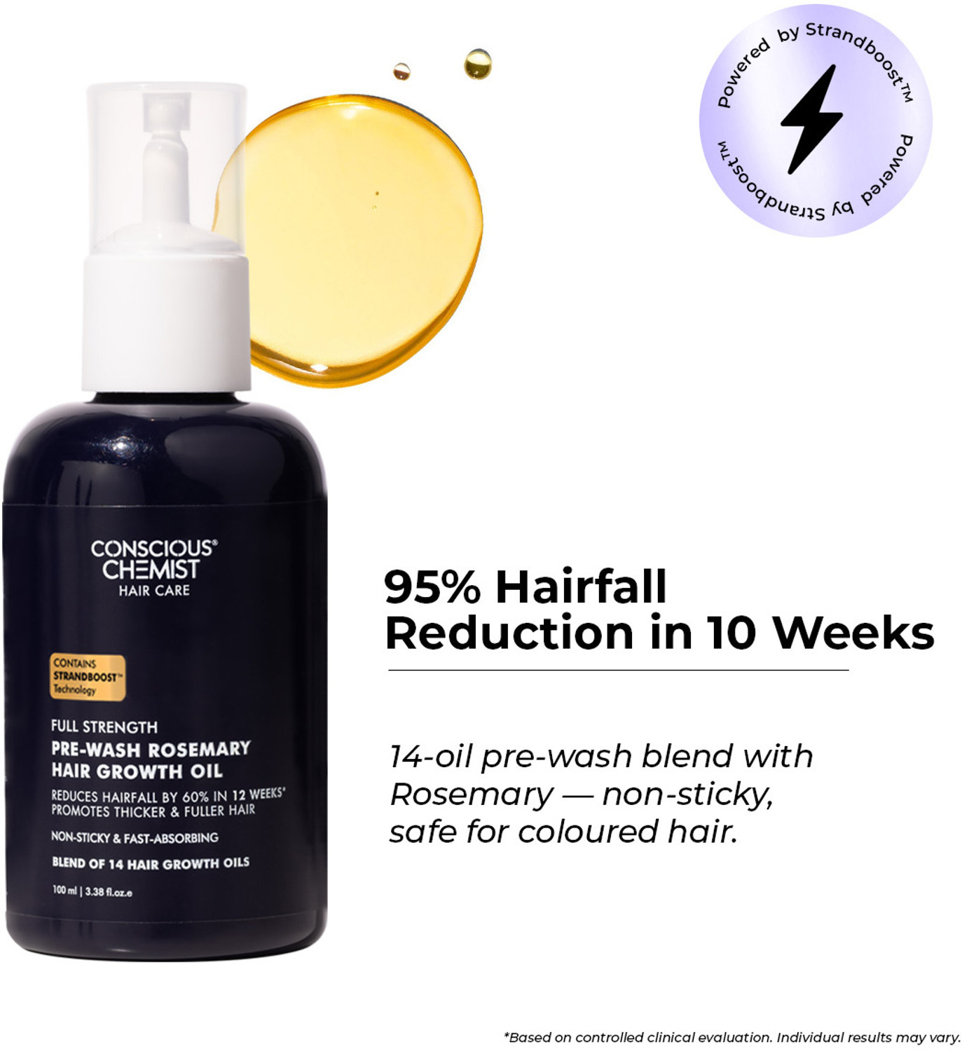 Conscious Chemist Full Strength Hair Growth Oil | Rosemary, Moringa & Yeast Extract |  Hair Oil