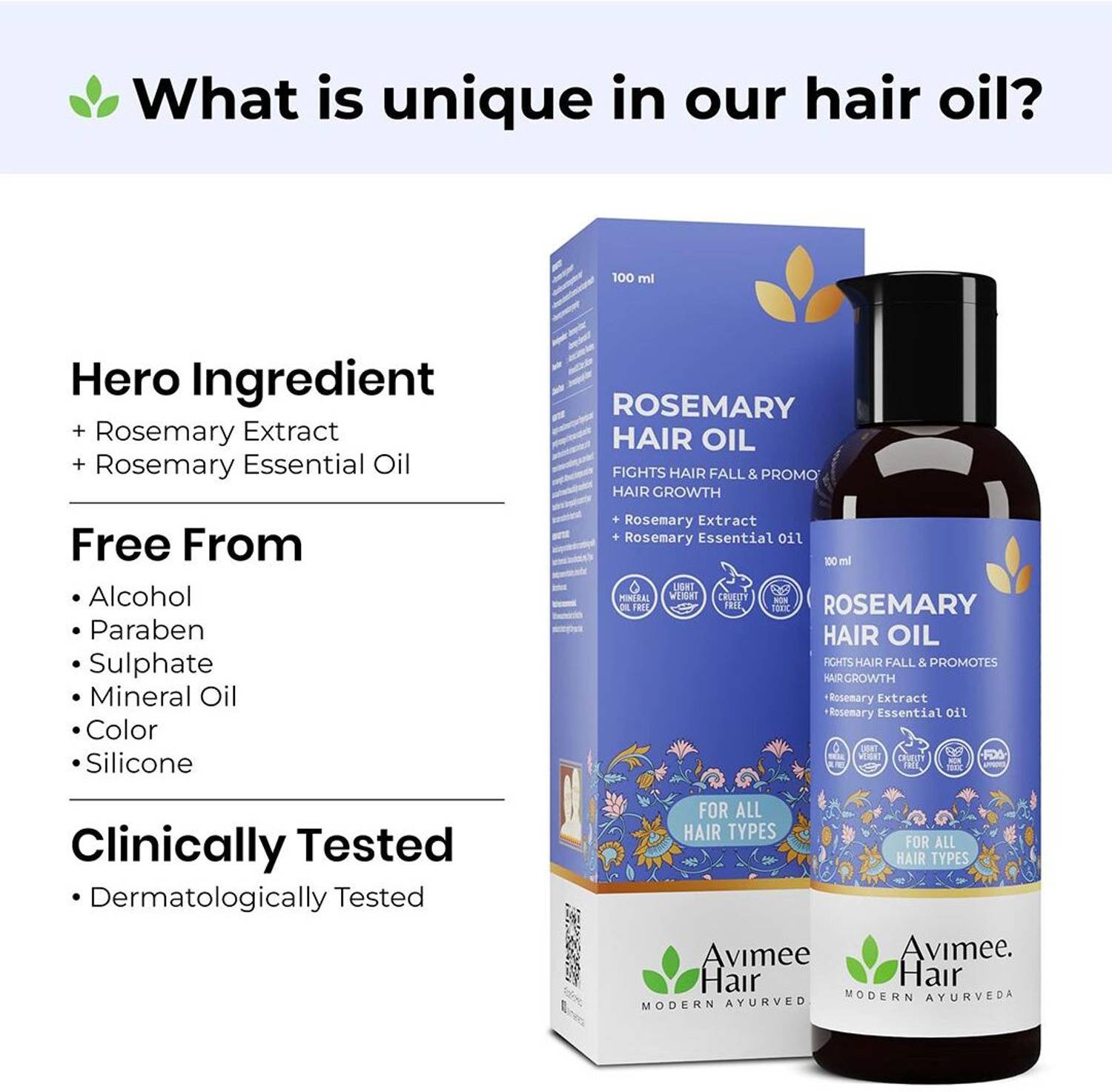 Avimee Rosemary Hair Growth Oil 100ml - Image 2