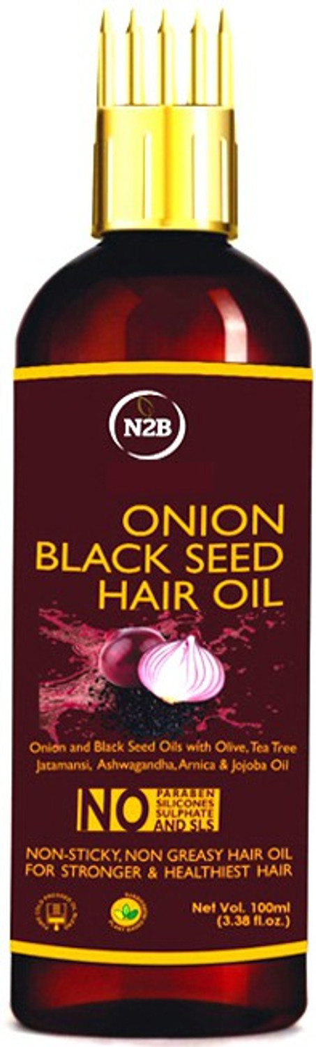 Image of N2B Onion Black Seed Hair Oil - WITH COMB APPLICATOR - Controls Hair Fall Hair Oil