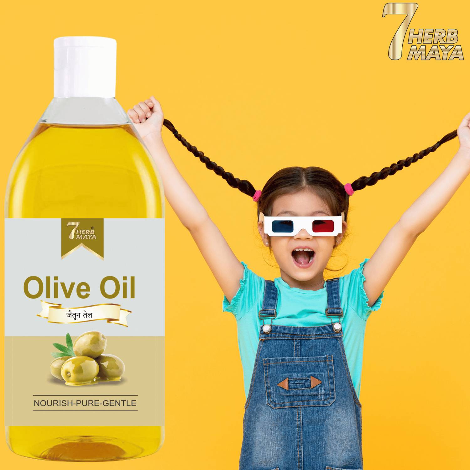 7Herbmaya Baby Hair Oil with Olive Oil for Scalp Hydration, Nourishment and Massage Hair Oil