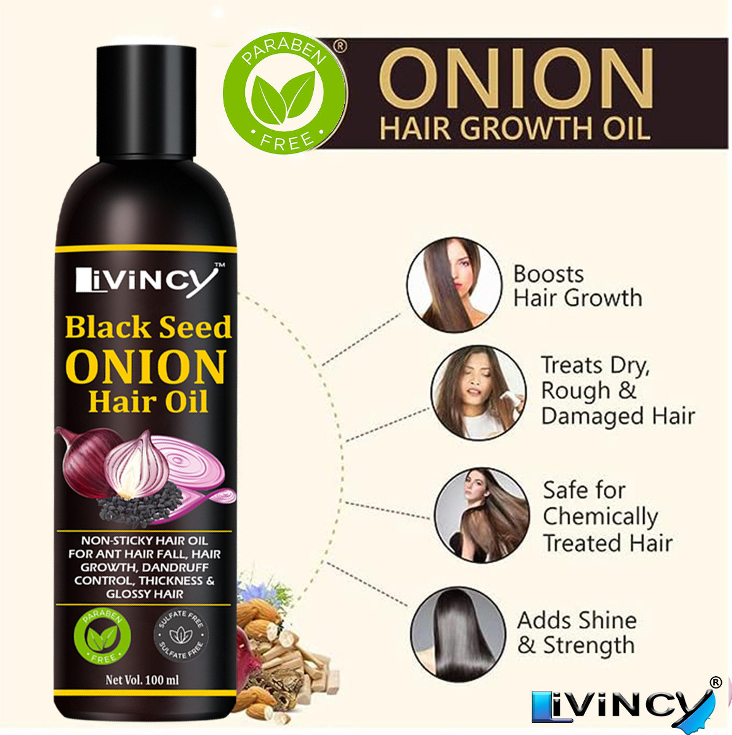 Image of Livincy onion oil for hair growth red onion oil black seed onion oil hair growth oil Hair Oil