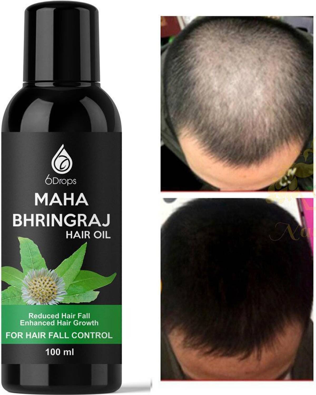 6Drops Tel for Hair Growth, 100% Pure Til Tel, 4X Power of Bhringraj Hair Oil
