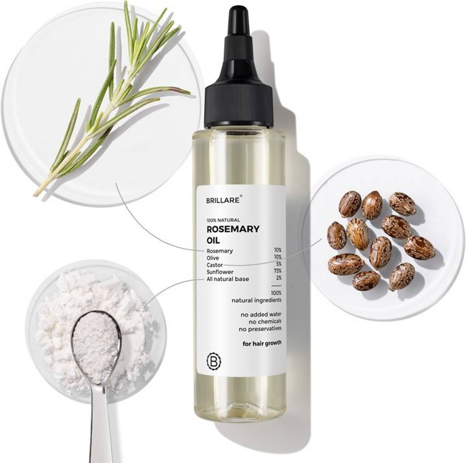 Brillare 10% Rosemary Hair Oil for Hair Growth | Reduces Hair Fal... more