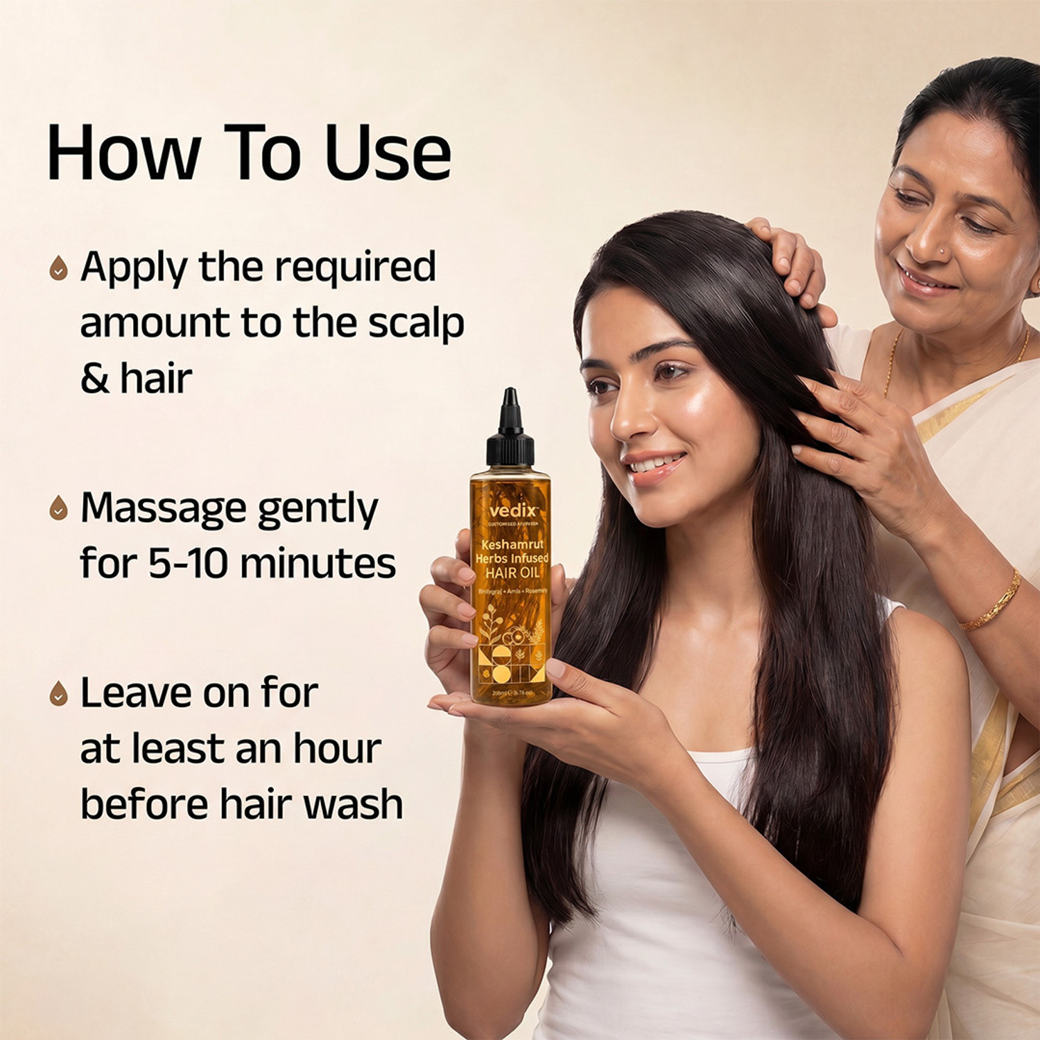 Image of Vedix Keshamrut Herb Infused Ayurvedic Anti-Hairfall Oil With Bhringraj & Rosemary Hair Oil