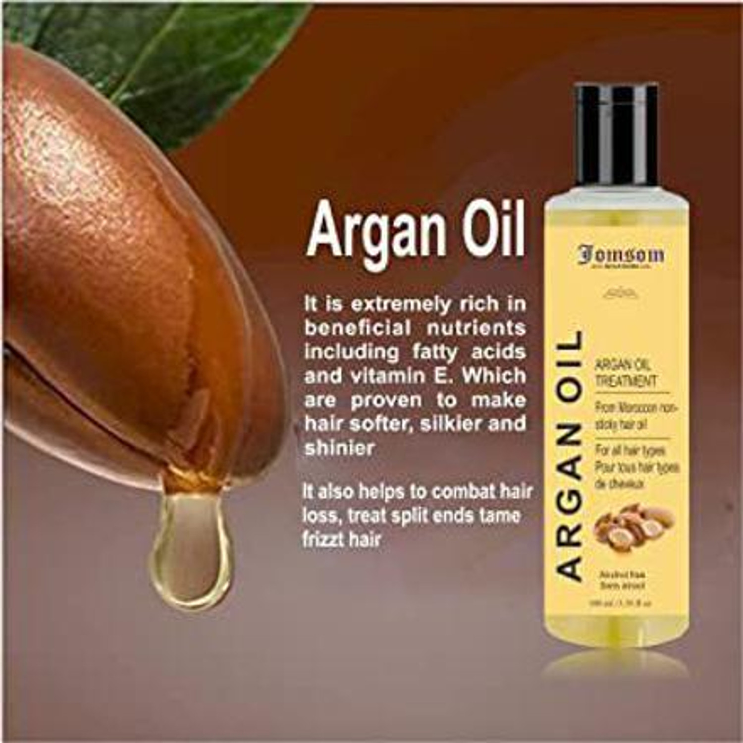 Image of JOMSOM Ayurvedic Moroccan Argan with Moroccan Strengthen Dull & Hair /100% Vegan Hair Oil