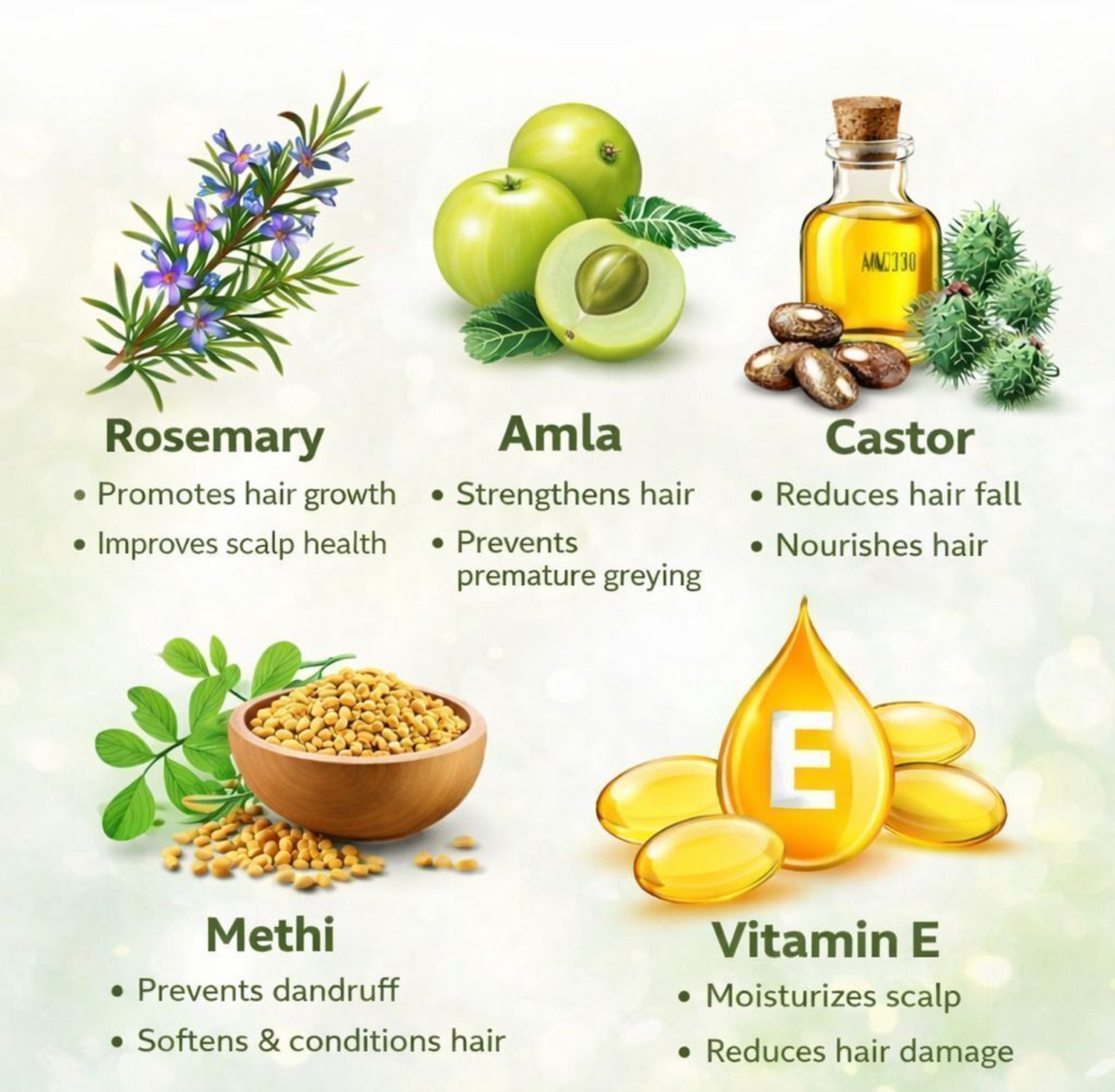 Image of Auren Botanic Rosemary Hair Oil with Vitamin E Hair Growth & Anti Hair Fall Oil Hair Oil
