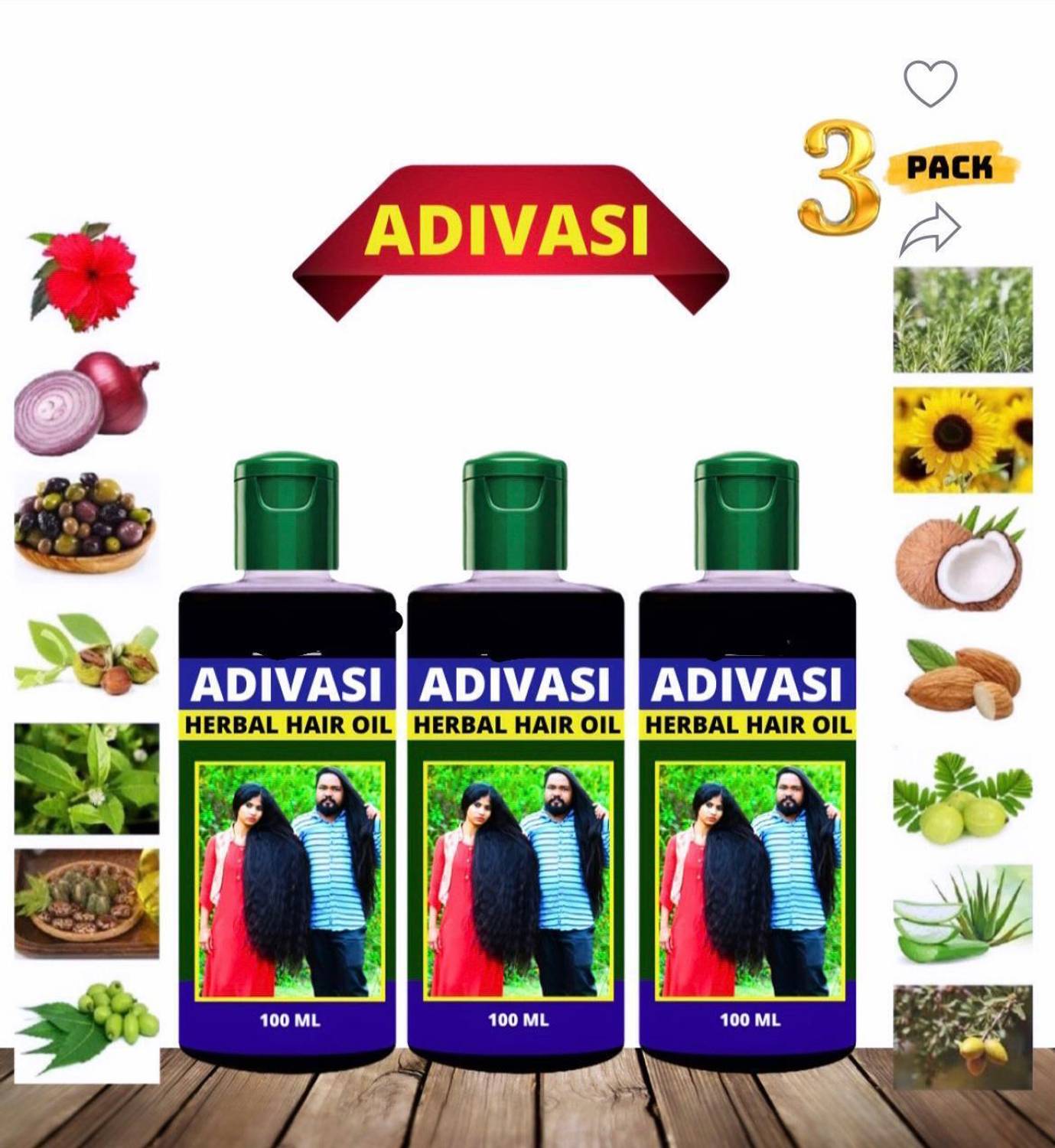 Adivasi Organic Hair Oil 100ML Pack Of Three Hair Oil