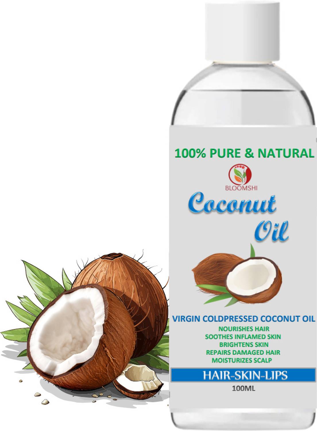 BLOOMSHI virgin cold pressed coconut oil for hair and skin-100% pure & natural Hair Oil