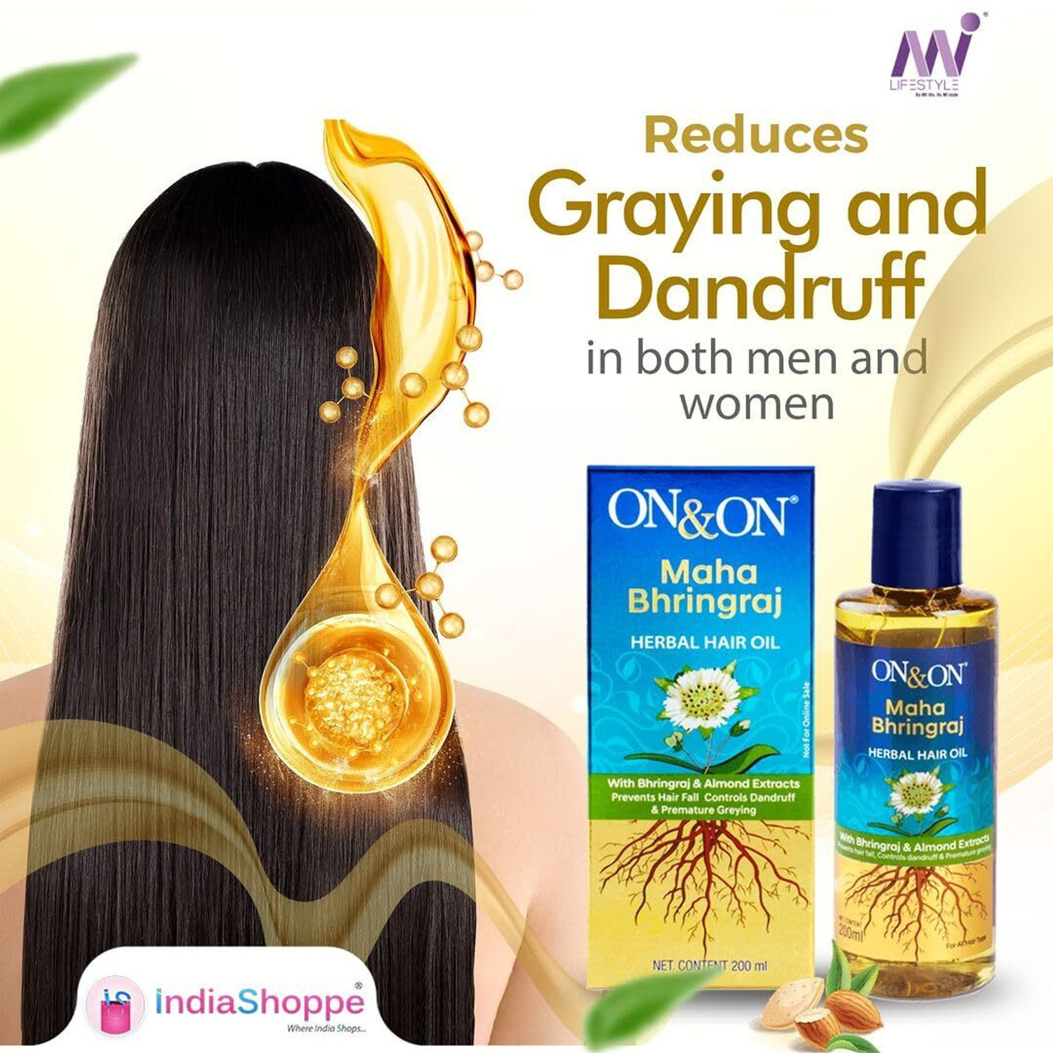 Image of Mahabhringraj On & On Herbal Hair Oil | Promotes Hair Growth | Sulfate Free Hair Oil