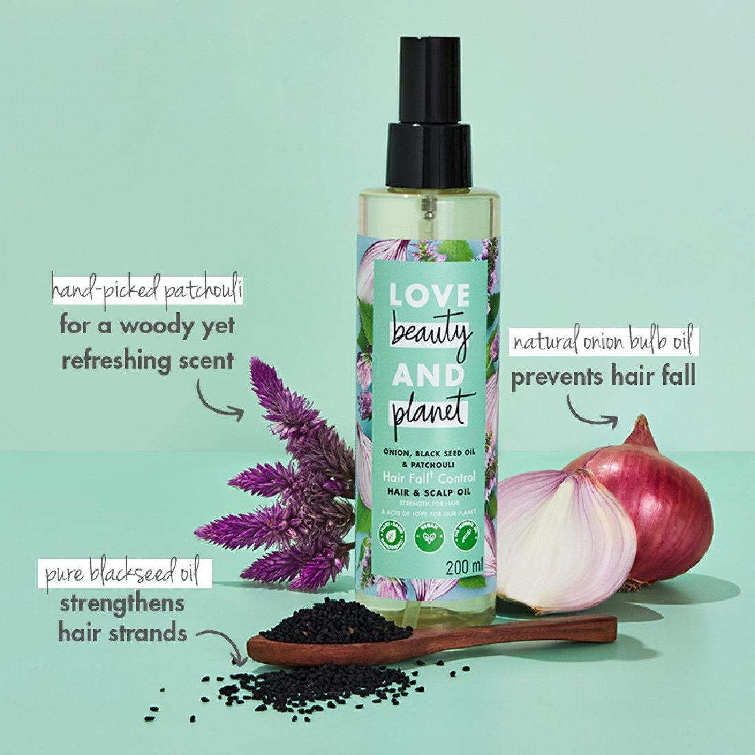 Image of Love Beauty And Planet Onion Black Seed & Patchouli Hair Oil