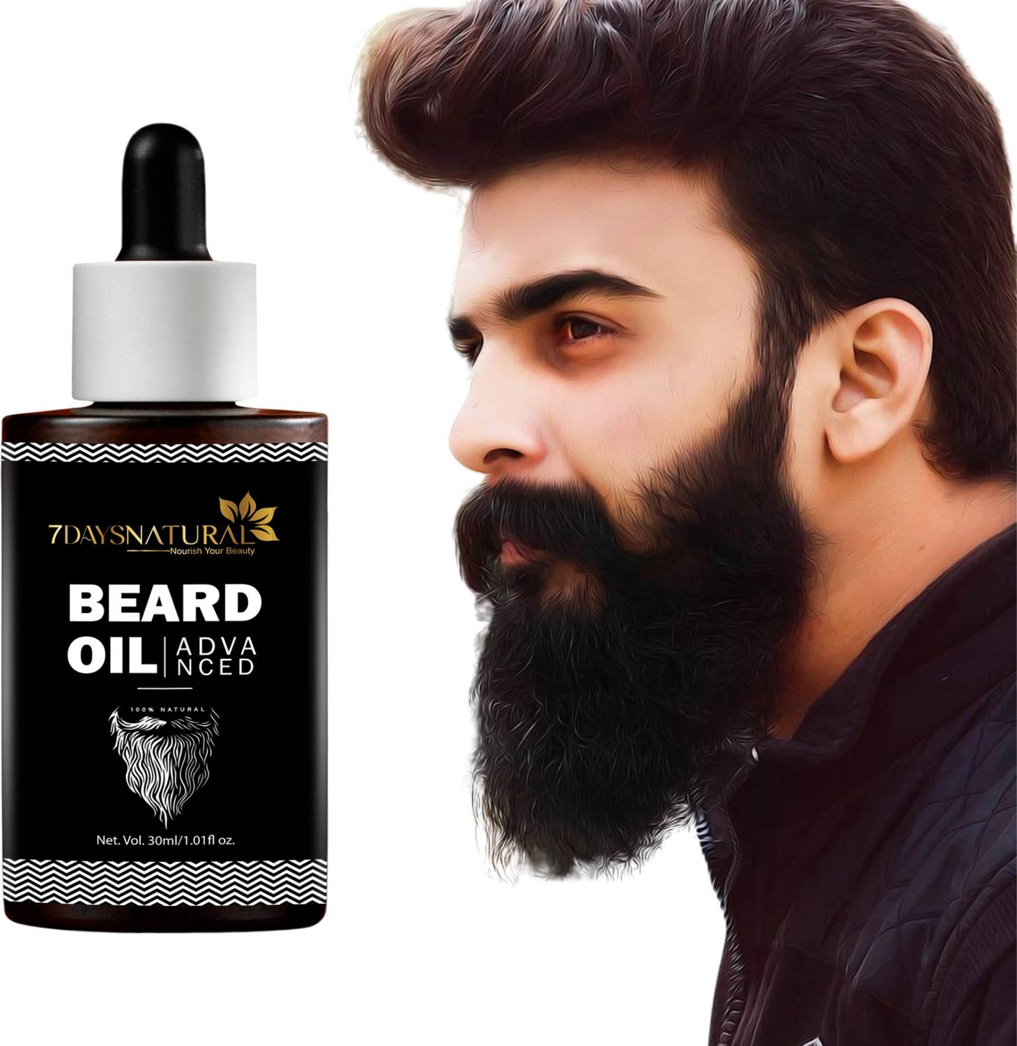 7days natural Beard Growth Oil For Smooth Shiny Black Hair with N