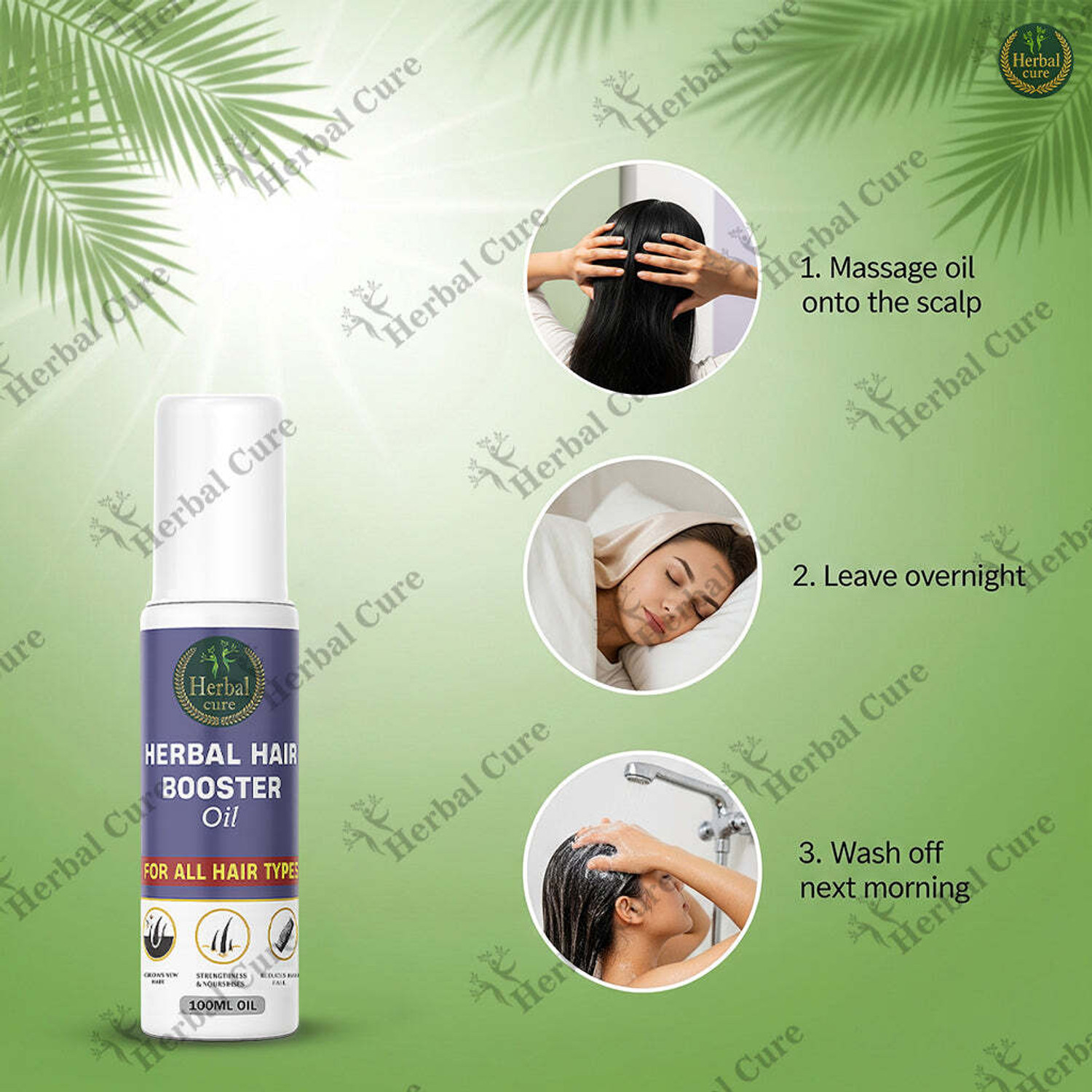 Image of Herbal Cure Herbal Hair Booster Oil for Shiny & Healthy Hair for Men and Women Hair Oil