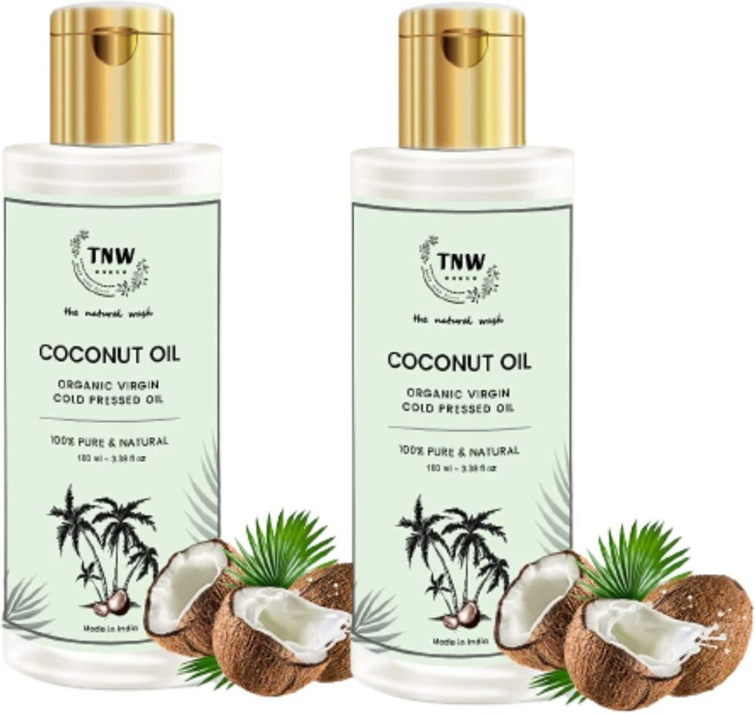 Image of TNW - The Natural Wash Set of 2 Virgin Coconut Oil | Cold Pressed Oil | Skin & Hair Oil | Pure Hair Oil
