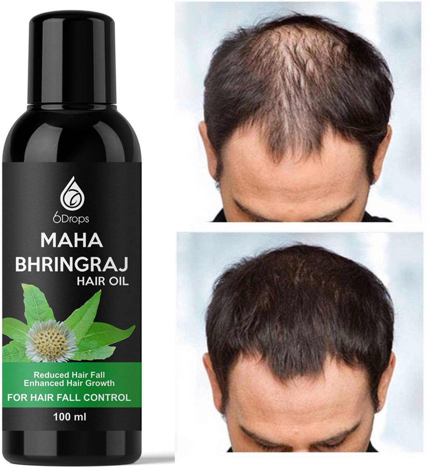 6Drops 100% Pure Herbal Maha Bhringraj and Amla Hair Fall Control Oil Hair Oil