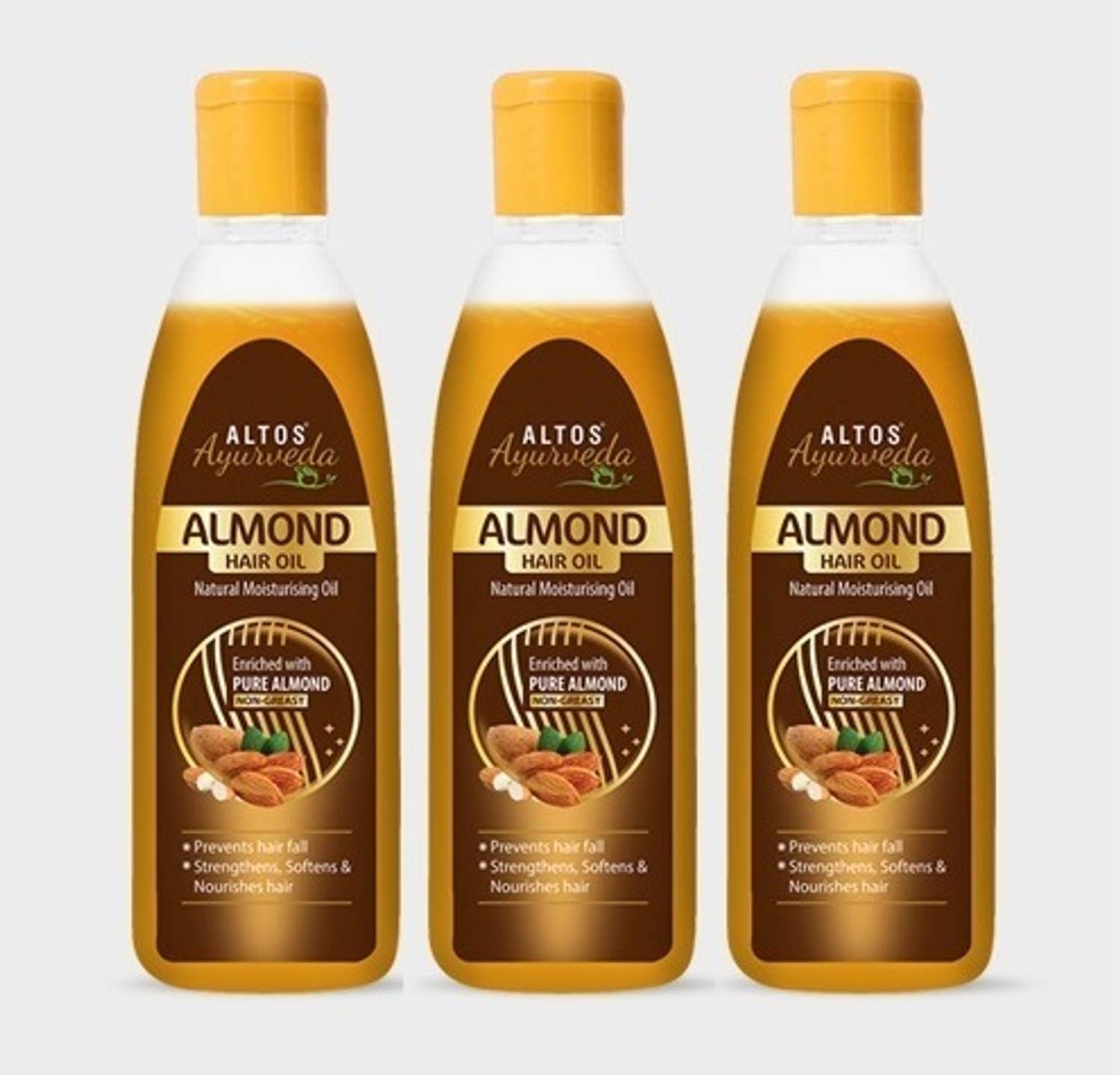 ALTOS Almond Hair Oil Enriched with Pure Almond (Non-Sticky), Prevents Hair Fall Hair Oil