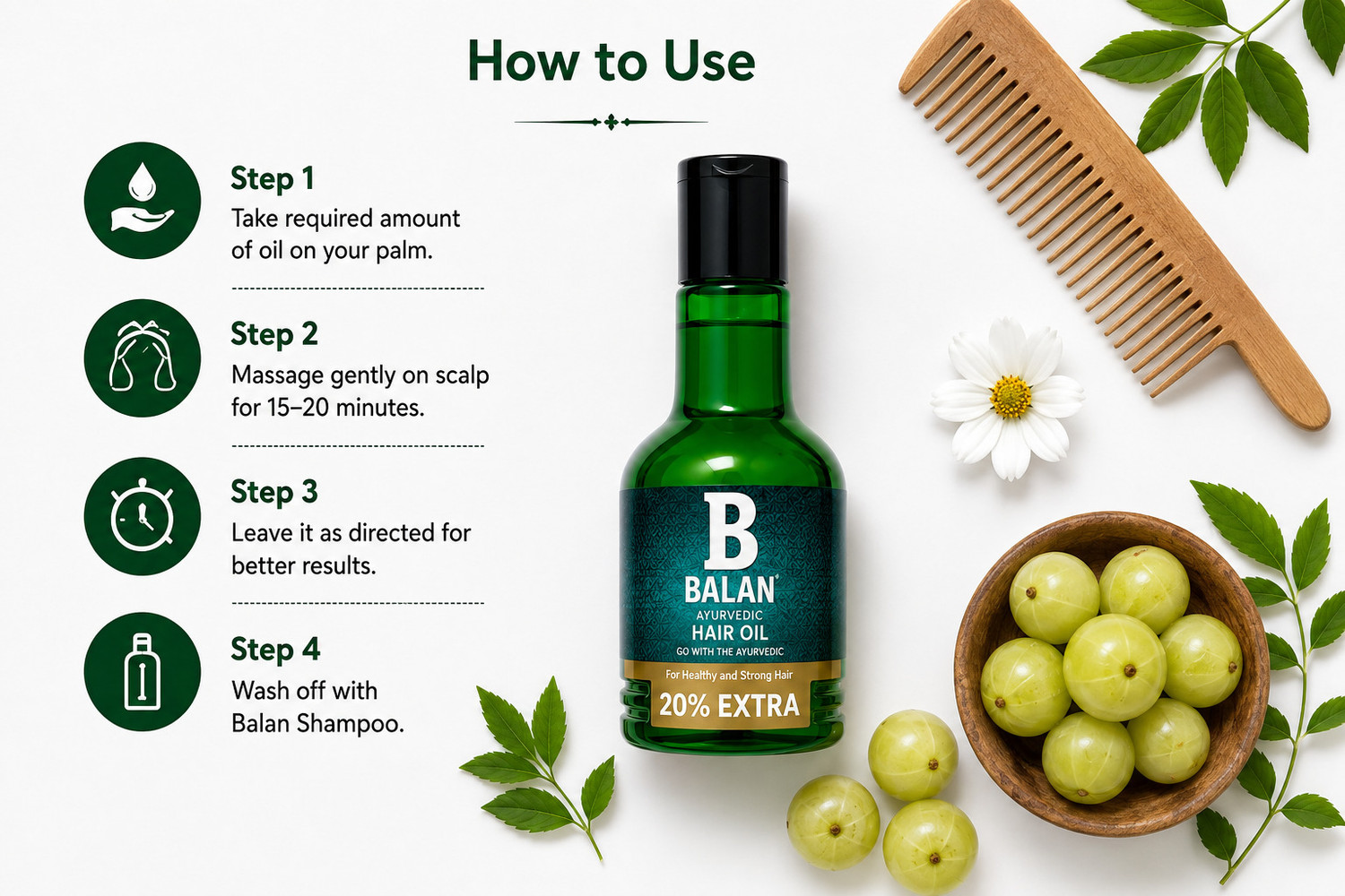 Image of balan Ayurvedic Hair Oil 200ml Oil for Men & women | Revitalises Dry, Frizzy Hair Oil
