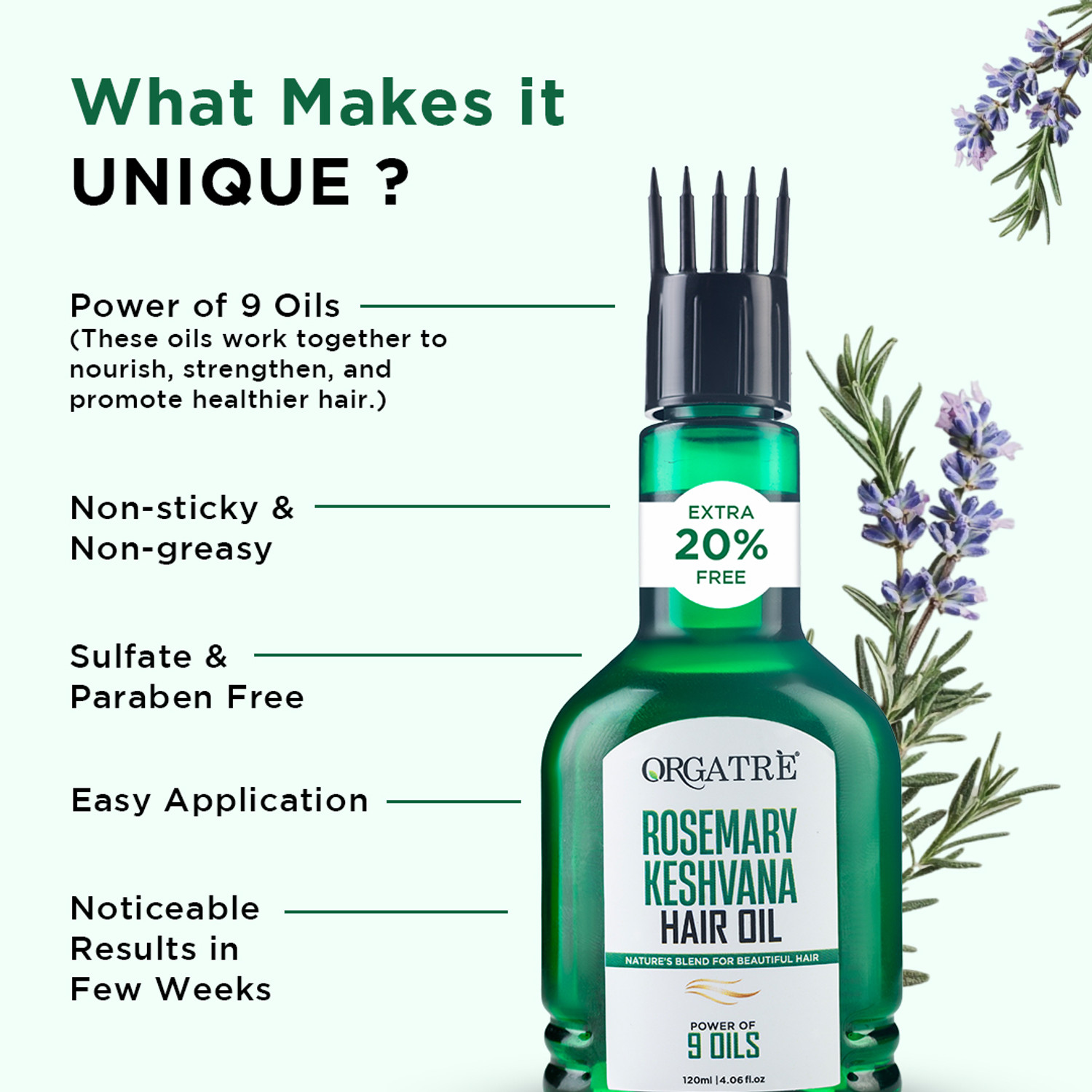 Image of Orgatre Rosemary Keshvana Hair Oil for Hair Growth & Strength | Natural & Nourishing Hair Oil
