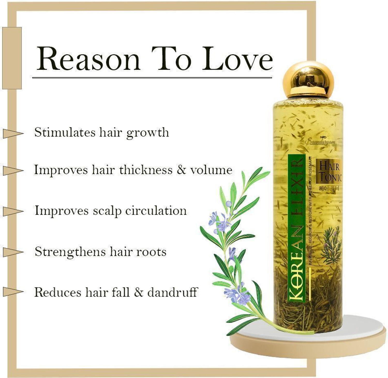 Image of SAUNDARYAM Korean Rosemary & Methi Dana Hair Tonic For Hair Growth|Hair Fall|Dandruff Hair Oil
