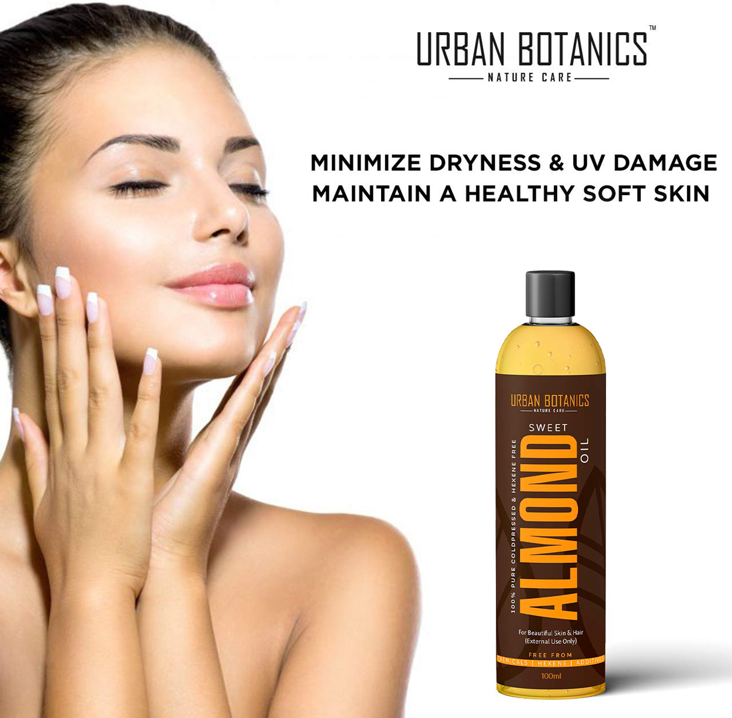 Image of UrbanBotanics Pure Cold Pressed Sweet Almond Oil for Skin & Hair Oil