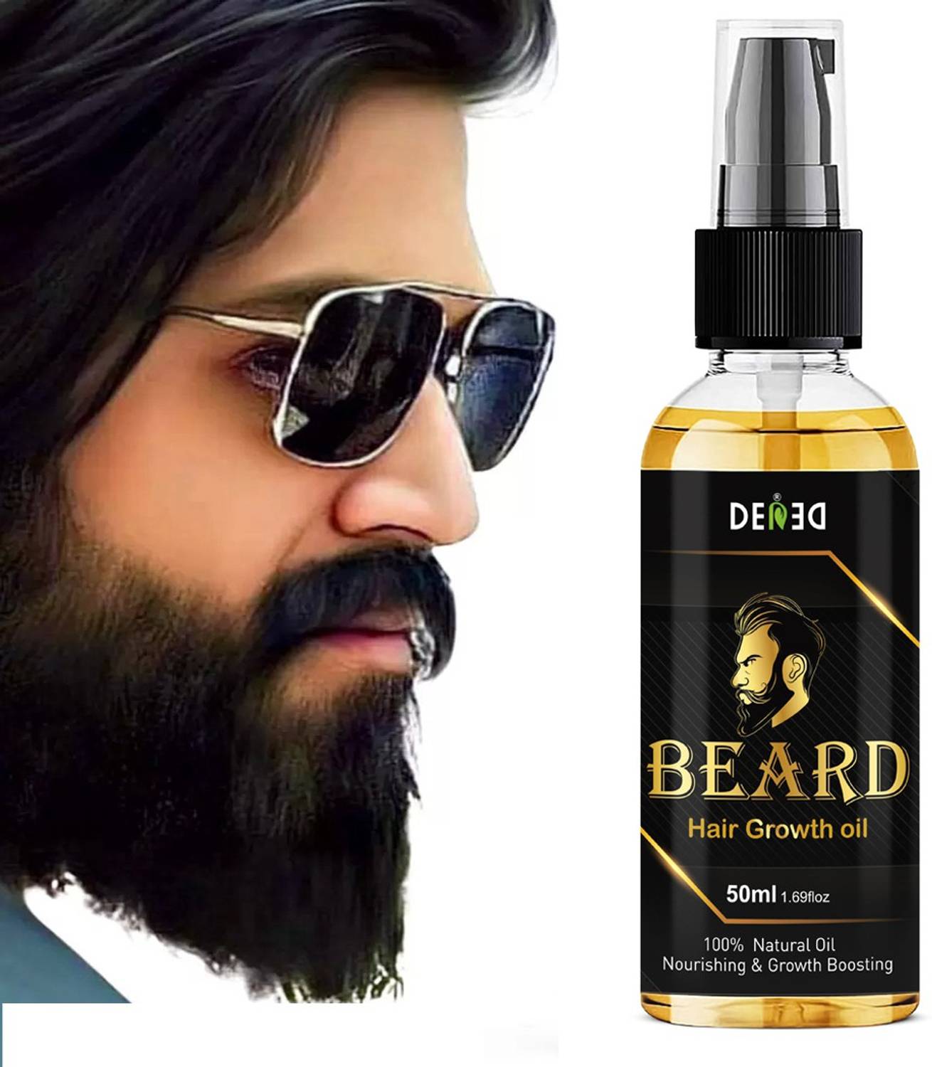 Dened 4 x Faster Beard Growth with 100% Natural Hair Oil (50 ml)