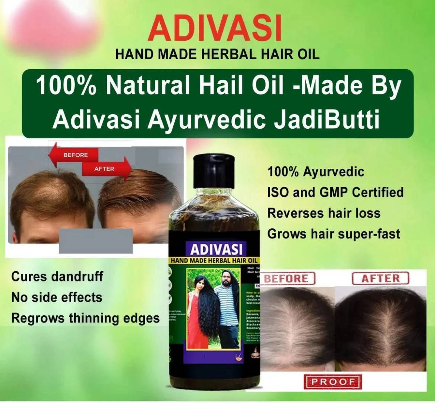 Adivasi Herbal Hair Growth Oil 250ml Natural Hand Made Hair Oil