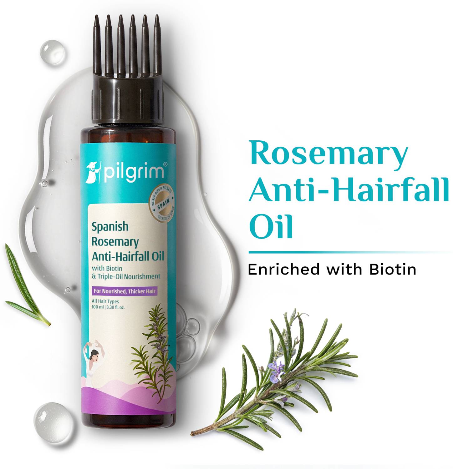 Pilgrim Spanish Rosemary & Biotin Hair Oil - Image 1
