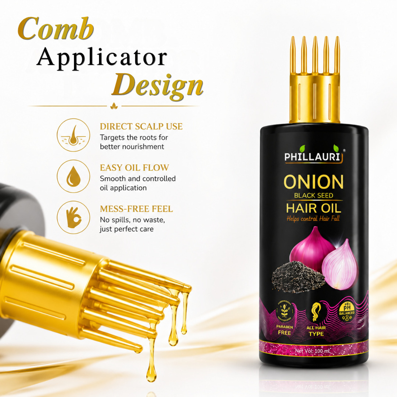 Image of Phillauri Black Seed Hair Oil Strengthen, and Restore Your Hair with Our Unique Formula Hair Oil