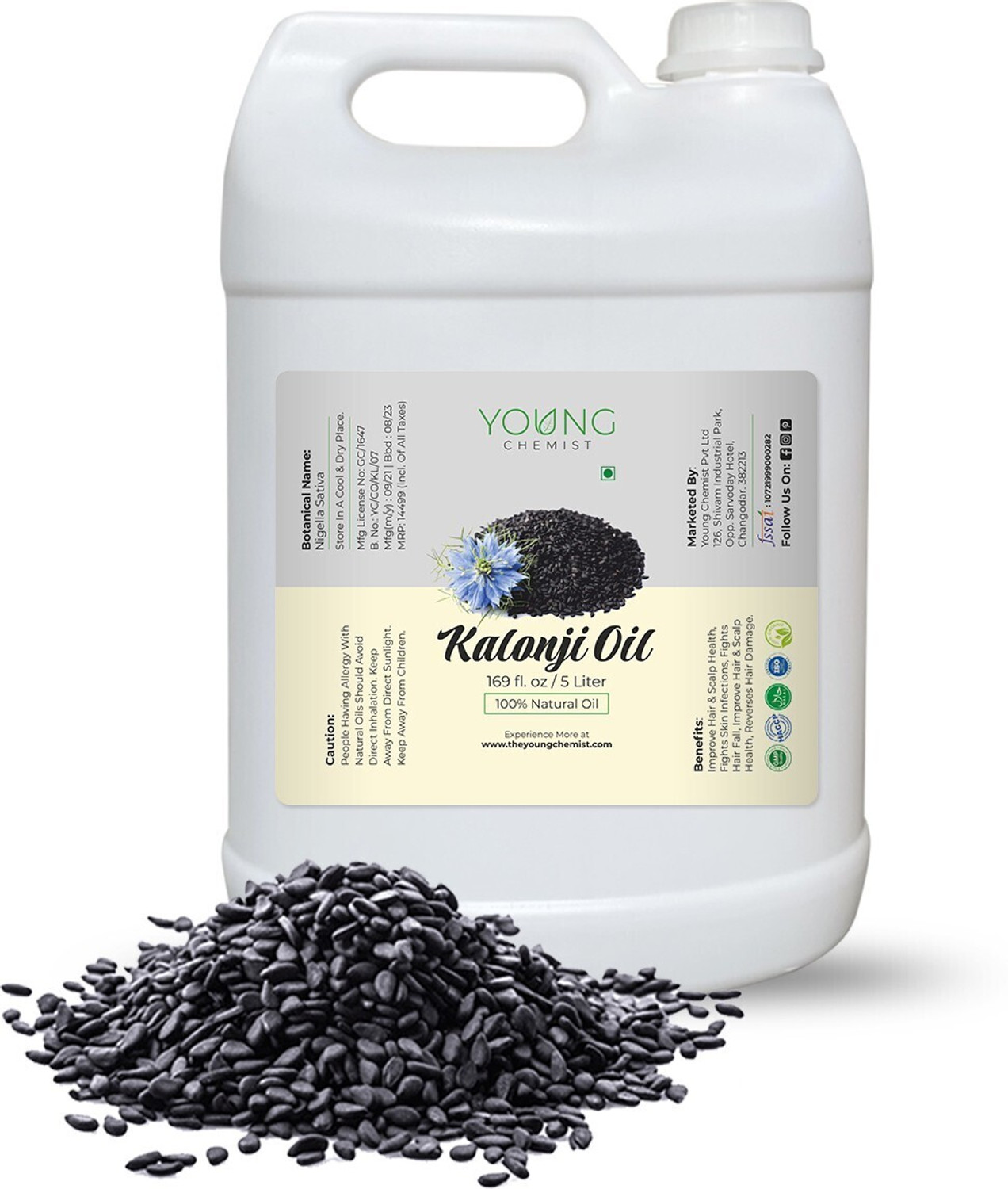 Image of Young Chemist 100% Pure, Natural, Undiluted & Cold Pressed Virgin Kalonji Oil Hair Oil