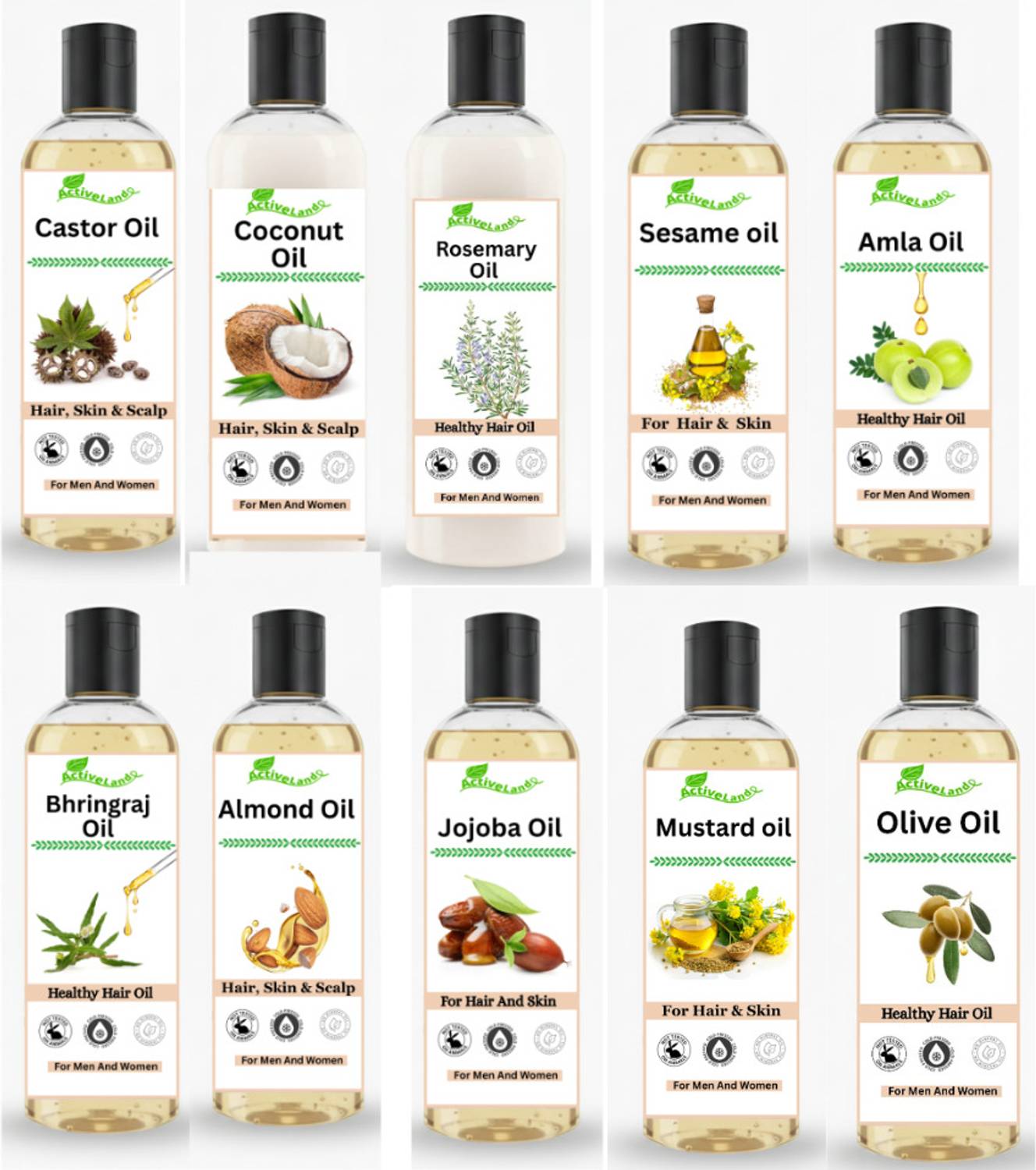 Activeland 10 Types of Hair oil for Hair Growth 100 ml each Hair Oil