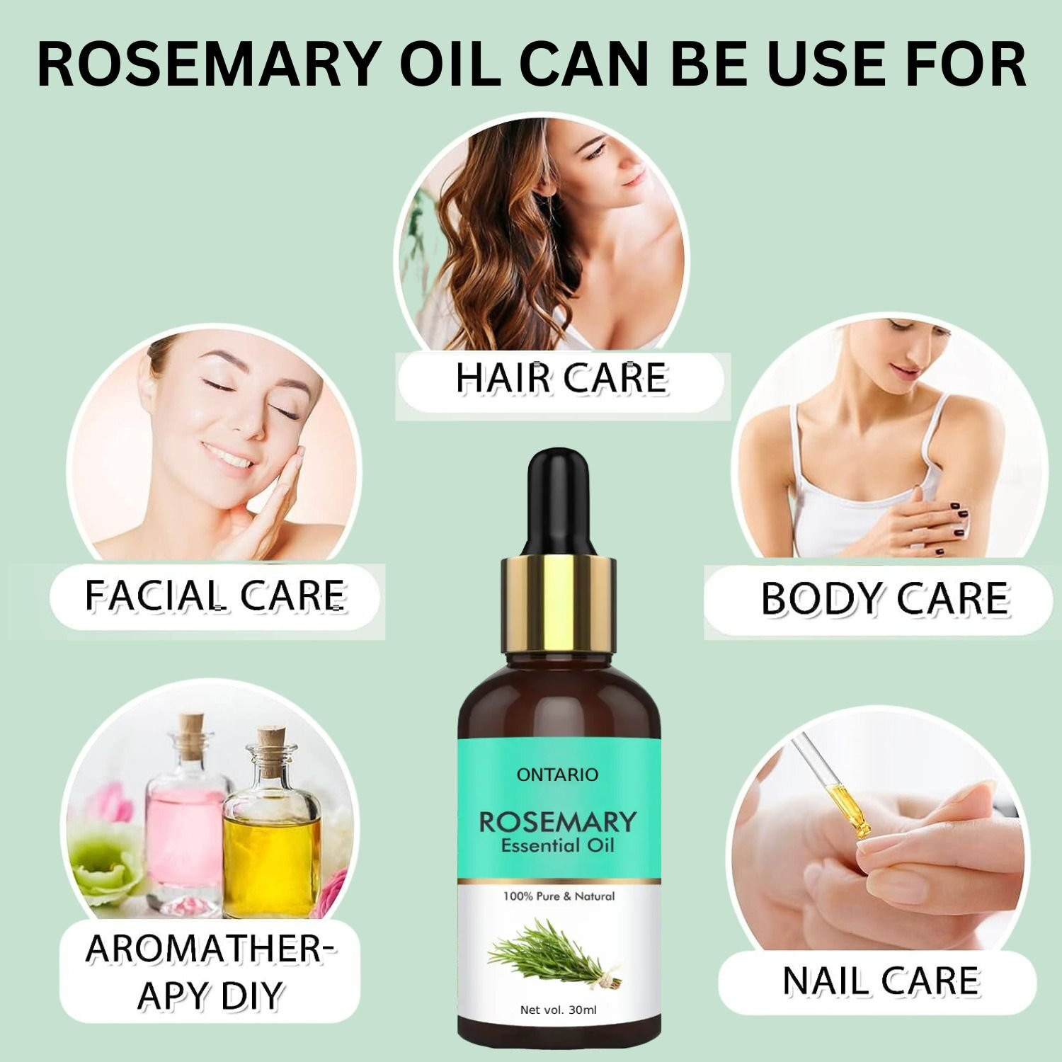 Image of Ontario Rosemary Oil, 100% Pure Oil for Hair Growth, Hair Fall Control Hair OilAX1.14 Hair Oil