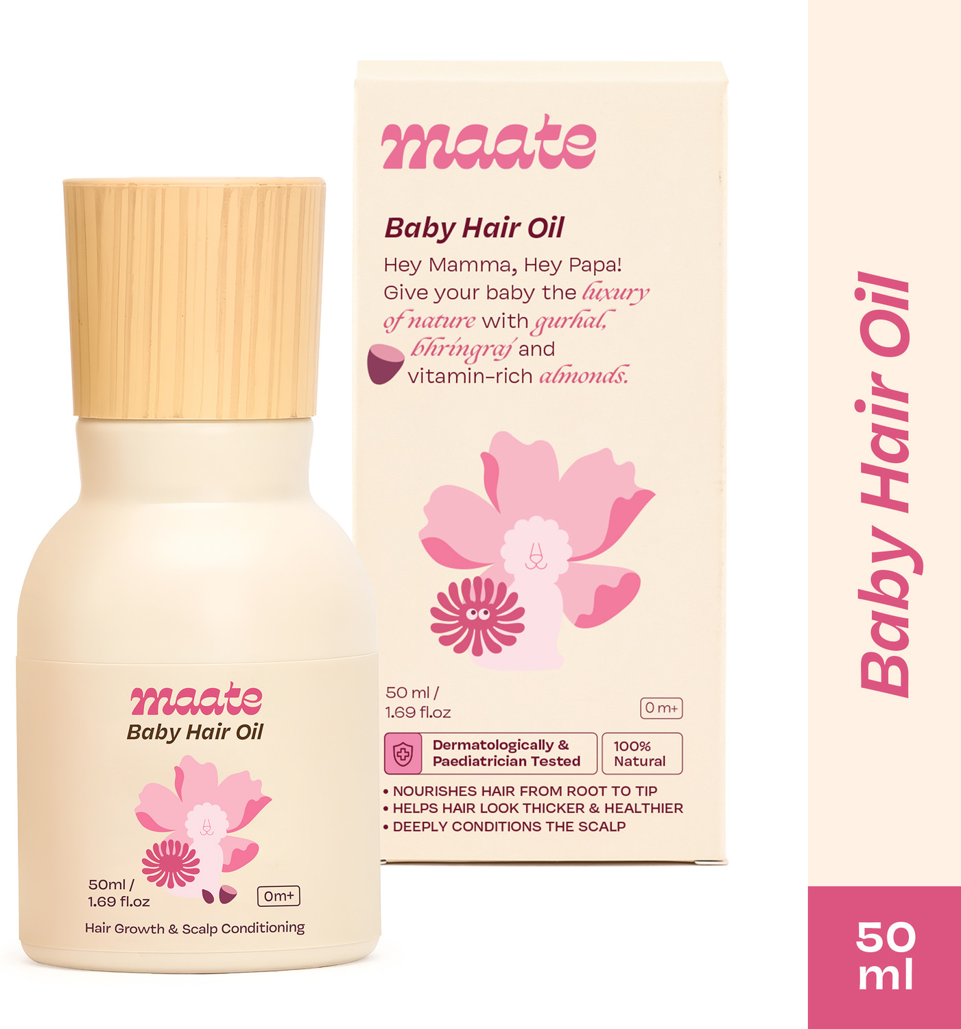 Image of MAATE Baby Protein Rich for Hair Growth Enriched with Hibiscus, Bhringraj & Almond Hair Oil
