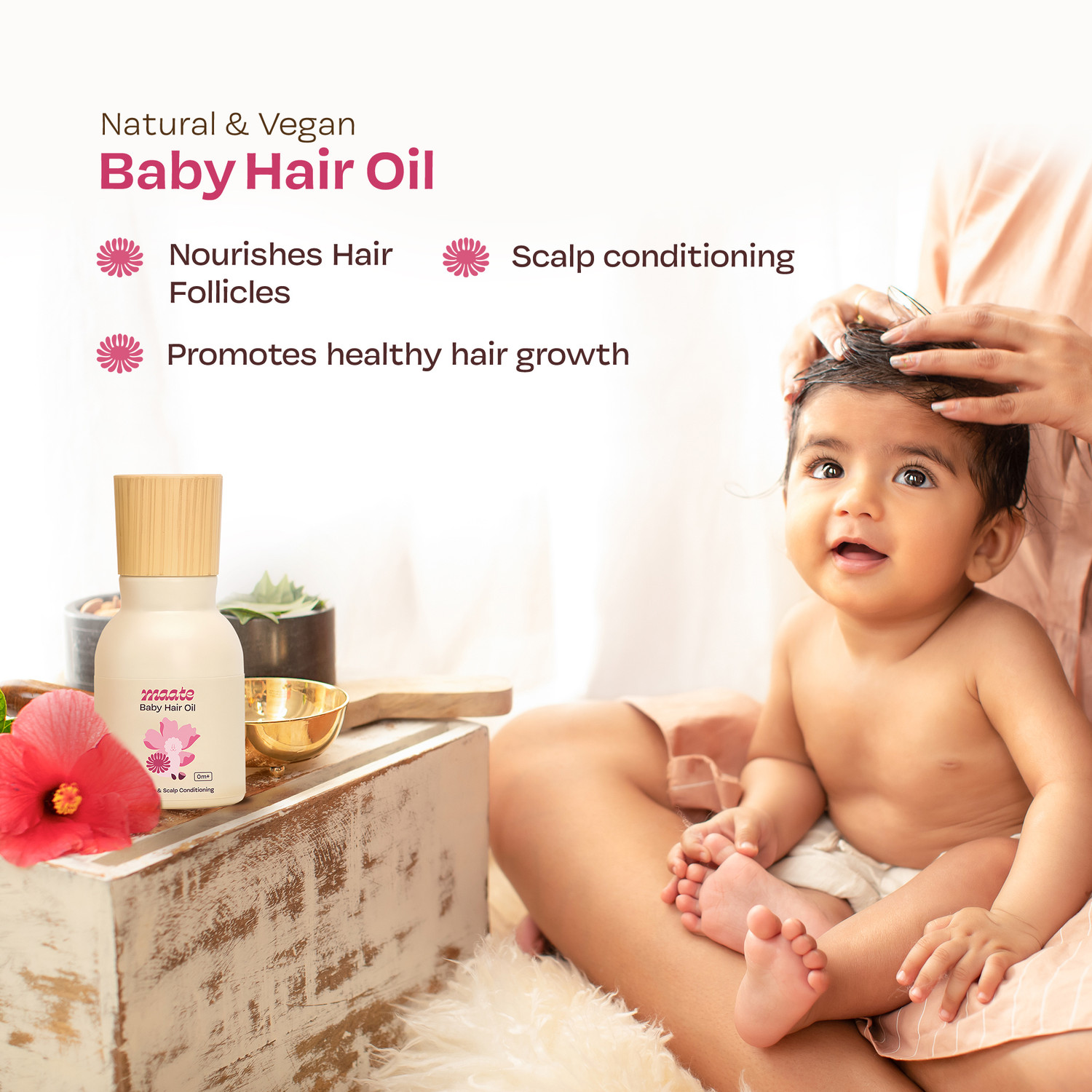 Image of MAATE Baby Protein Rich for Hair Growth Enriched with Hibiscus, Bhringraj & Almond Hair Oil