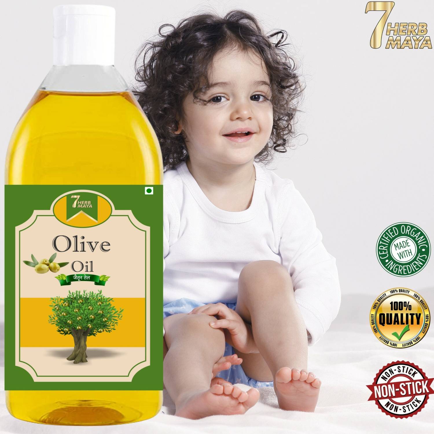 7Herbmaya 100% Orgaic Olive Oil - JAITUN OIL For Skin Care & Hair Growth Hair Oil