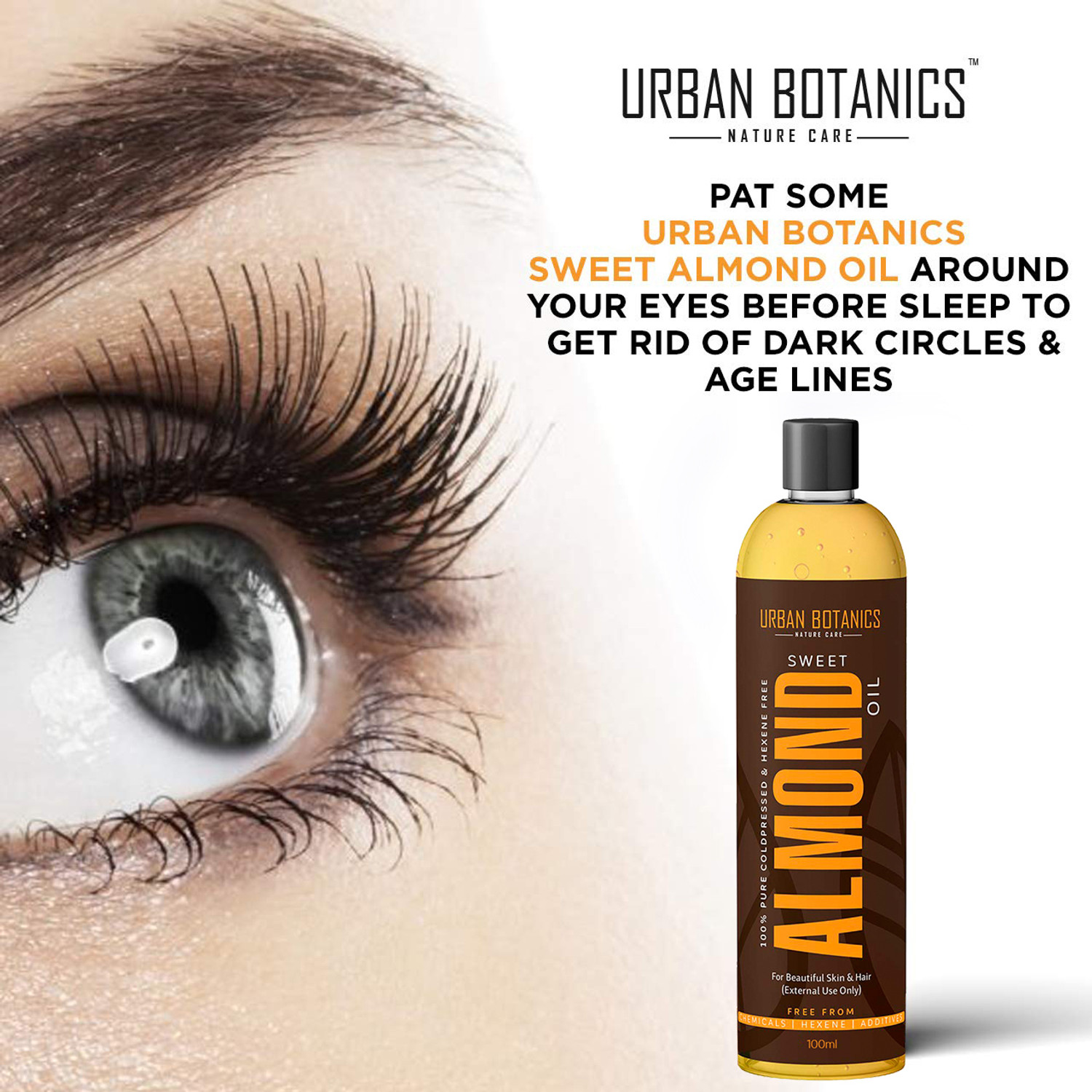 Image of UrbanBotanics Pure Cold Pressed Sweet Almond Oil for Skin & Hair Oil