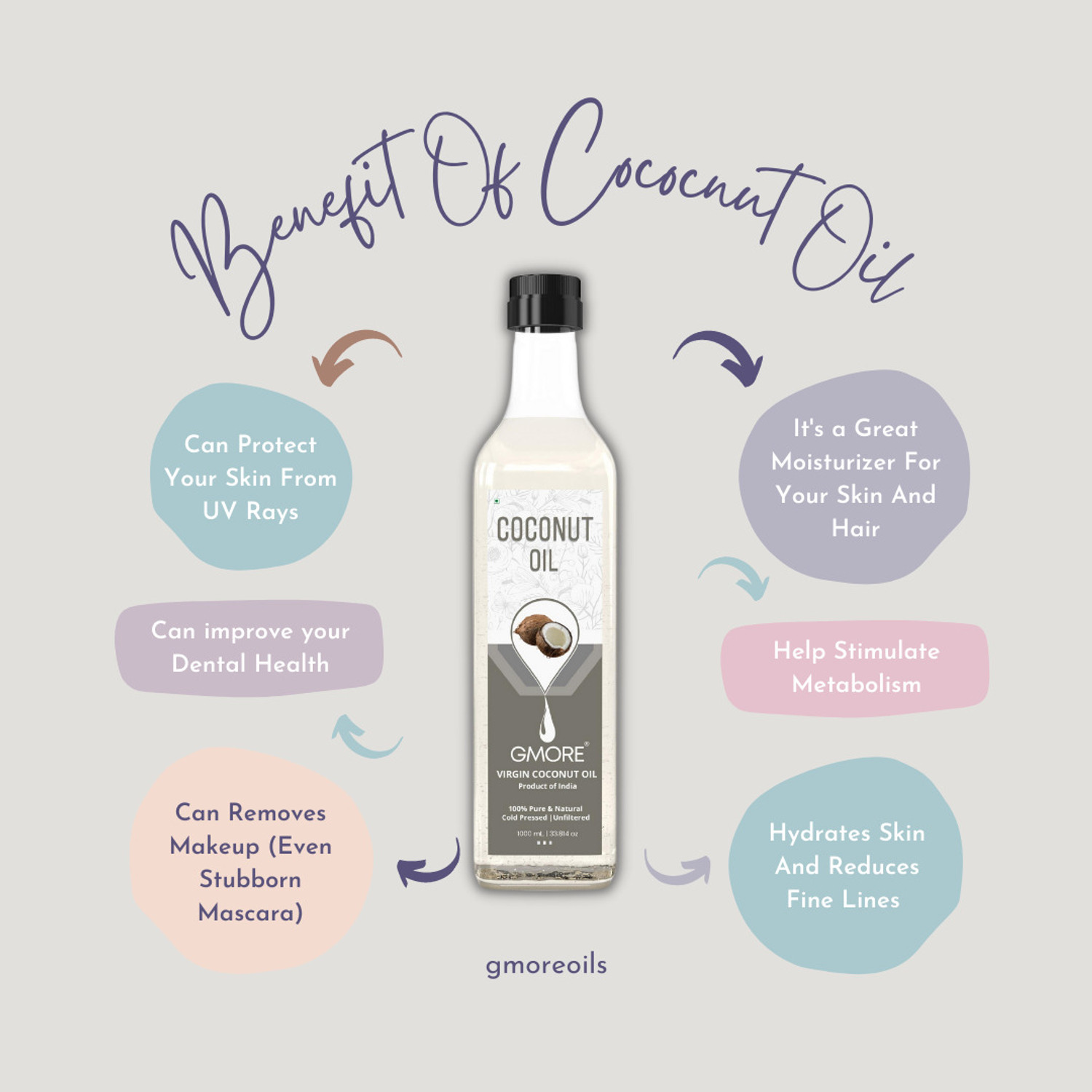 Image of Gmore Virgin Coconut Oil - Baby Care , Baby Massage , Baby Bath , Hair & Skin Hair Oil
