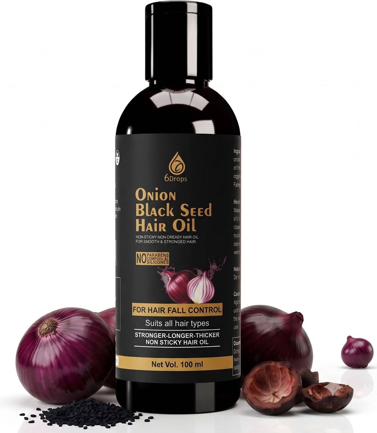 6Drops Onion Hair Oil For Hair Growth And Hair Fall Control with 14 Essential Oils Hair Oil