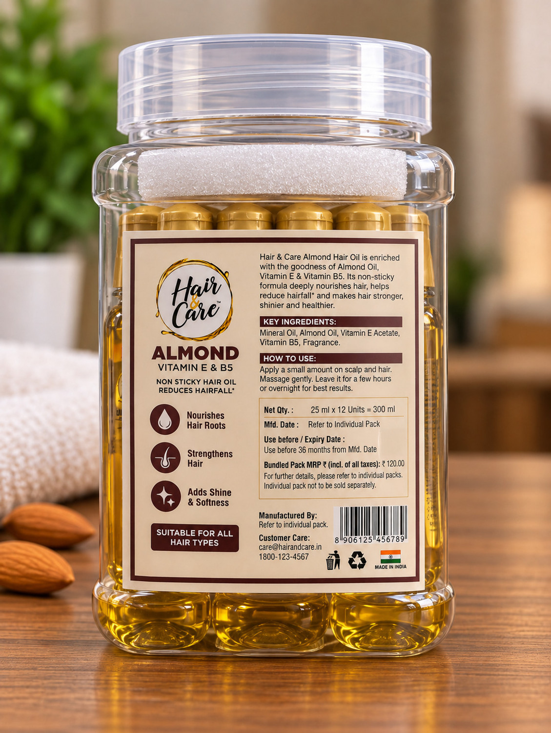 Image of HAIR & CARE With Walnut & Almond,Non-Sticky Hair Oil