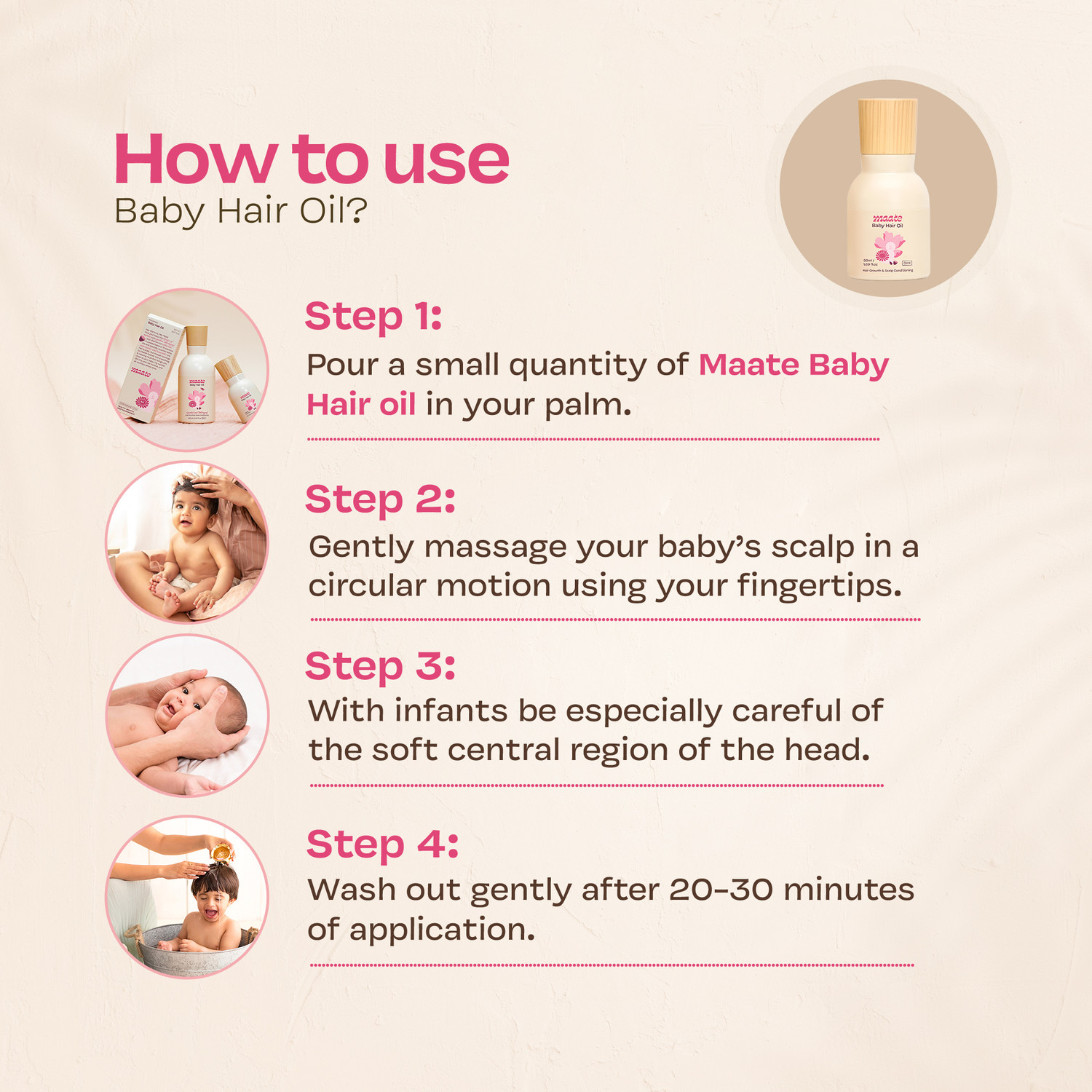 Image of MAATE Baby Protein Rich for Hair Growth Enriched with Hibiscus, Bhringraj & Almond Hair Oil
